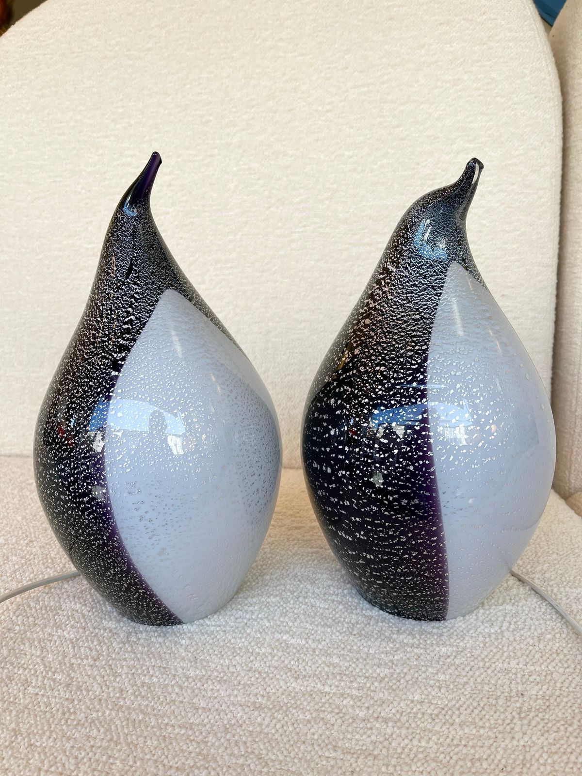 Pair Of Penguin Murano Glass Lamps, Italy, 1980s photo vinterior
