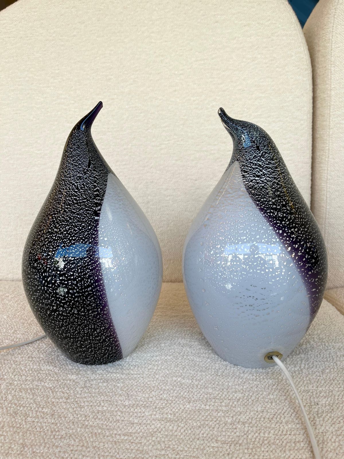 photo vinterior Pair Of Penguin Murano Glass Lamps, Italy, 1980s