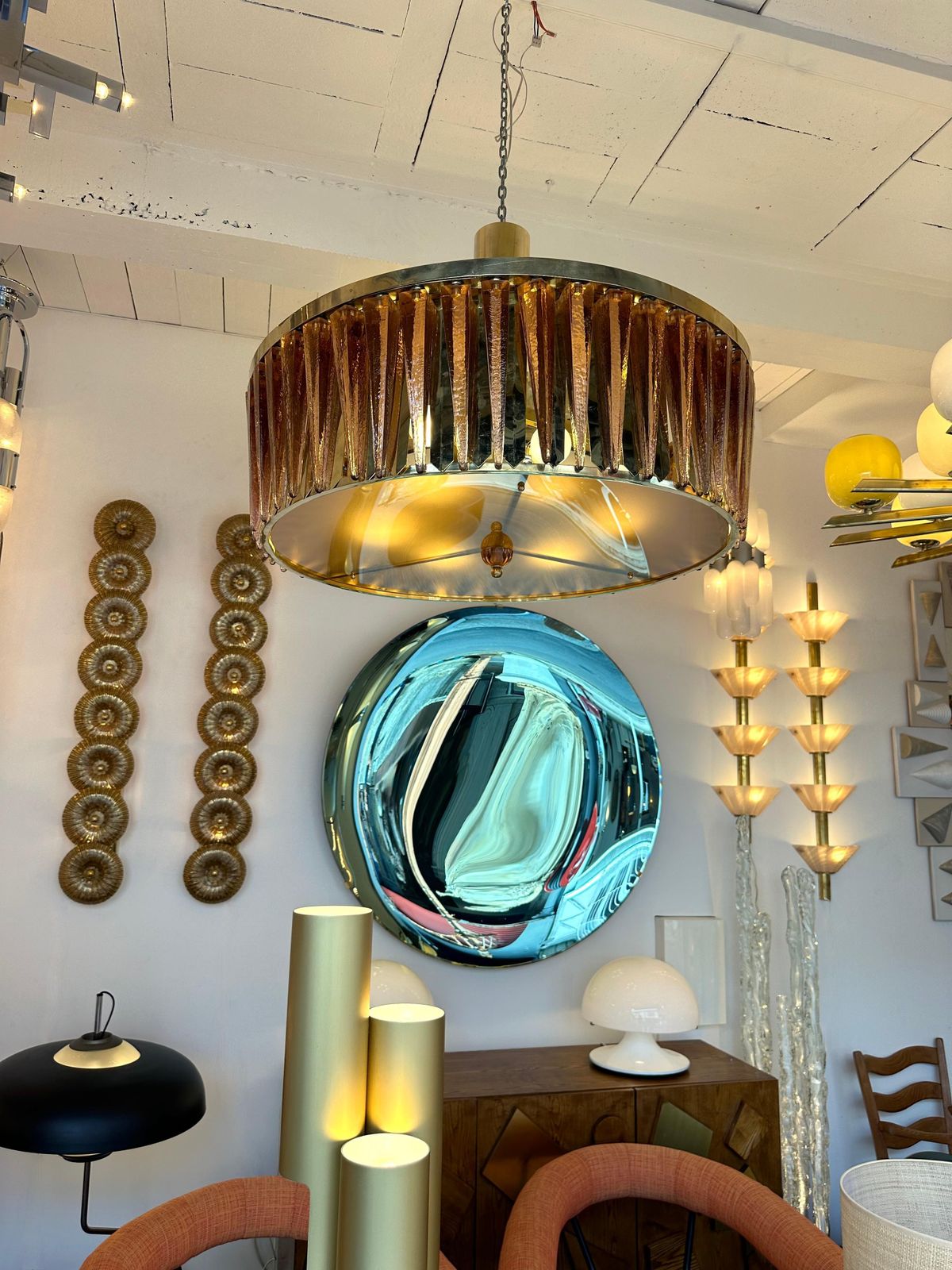 Contemporary Stalactite Chandelier Brass And Murano Glass , Italy photo vintage