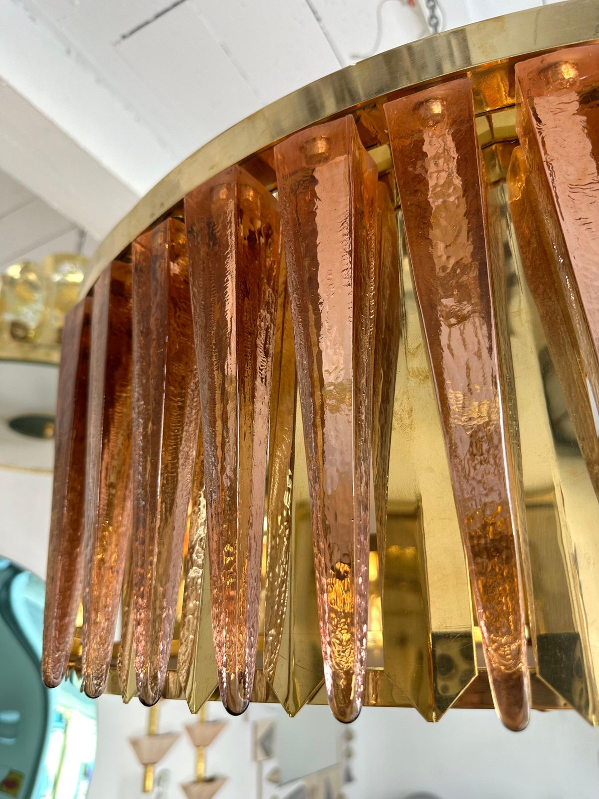 photo for sale Contemporary Stalactite Chandelier Brass And Murano Glass , Italy