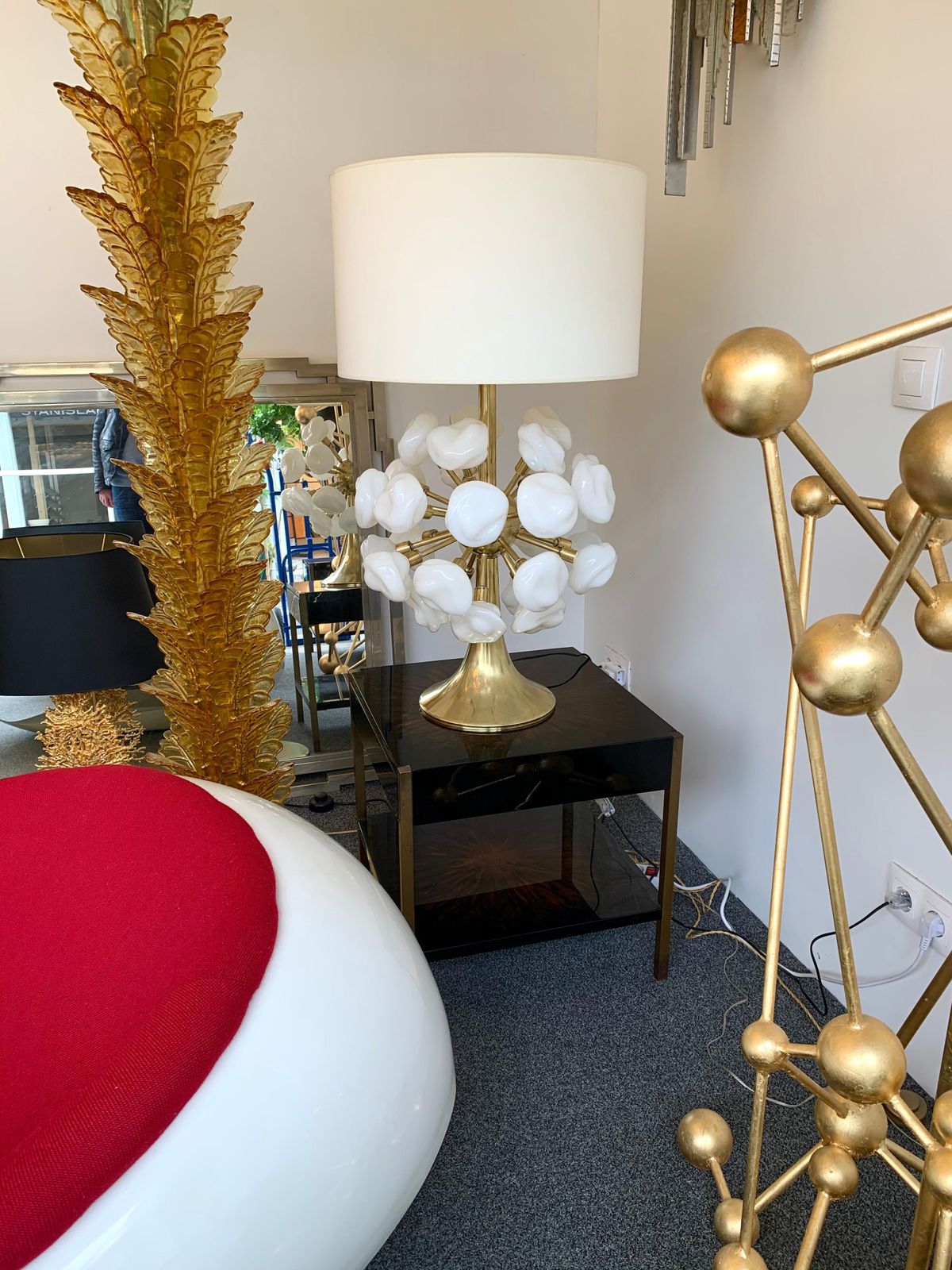 Contemporary Brass Sputnik Murano Glass Cloud Lamp, Italy photo vintage