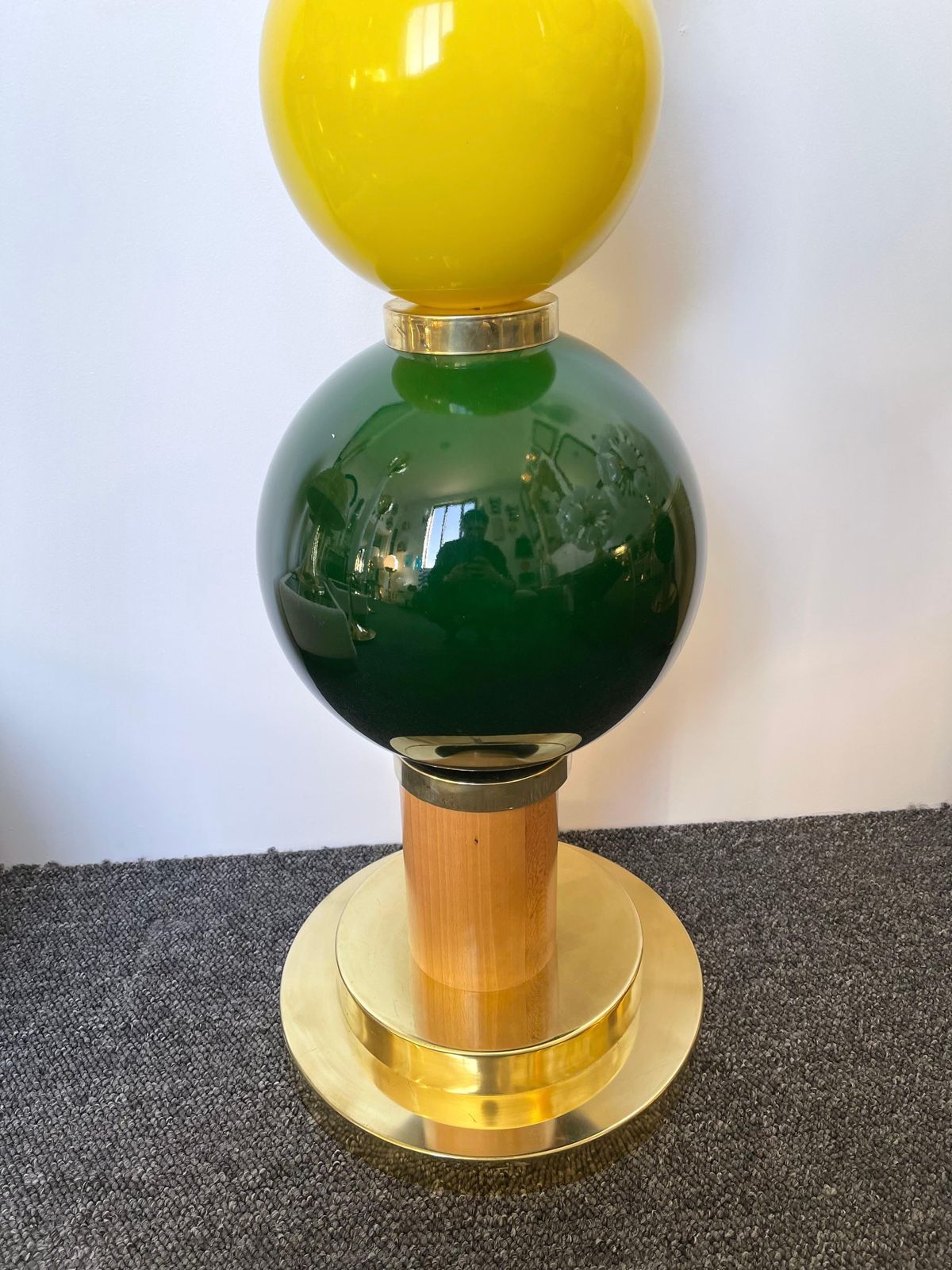 Contemporary Brass Murano Glass Atomo Ball Floor Lamp, Italy photo vinterior