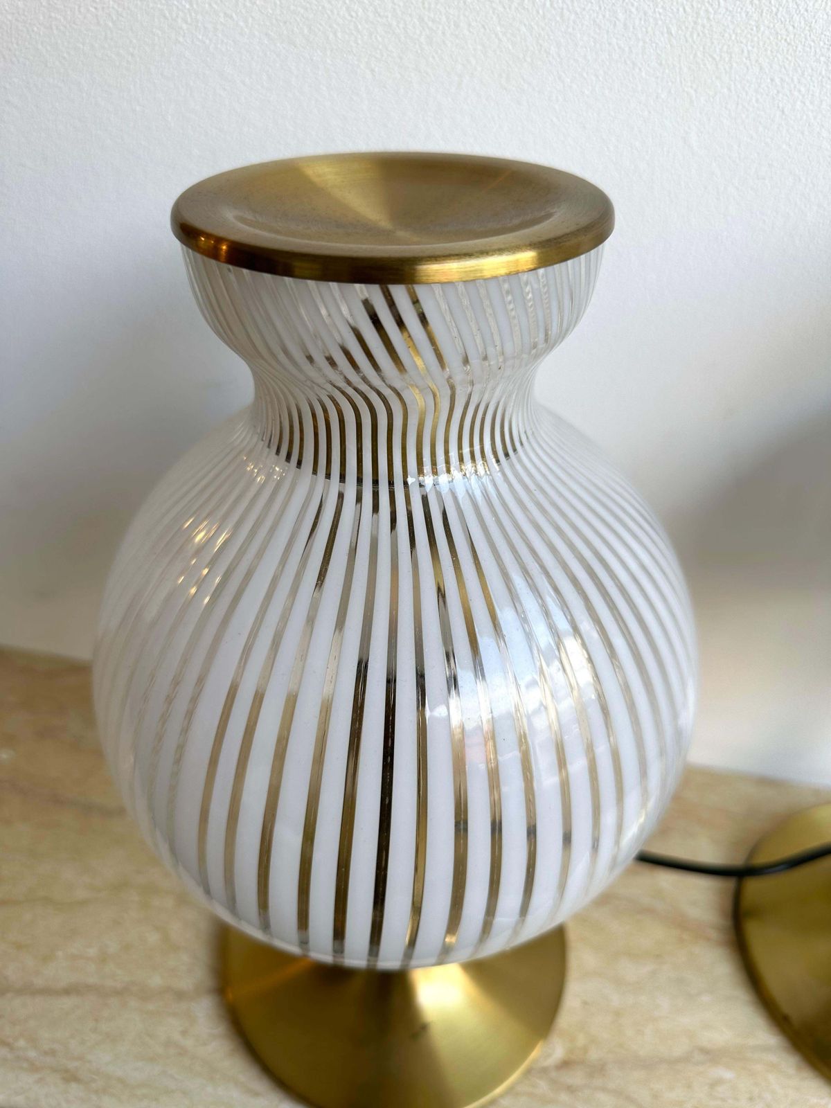 Pair Of Lamps Brass And Murano Glass By Angelo Brotto For Esperia. Italy, 1970s photo buy