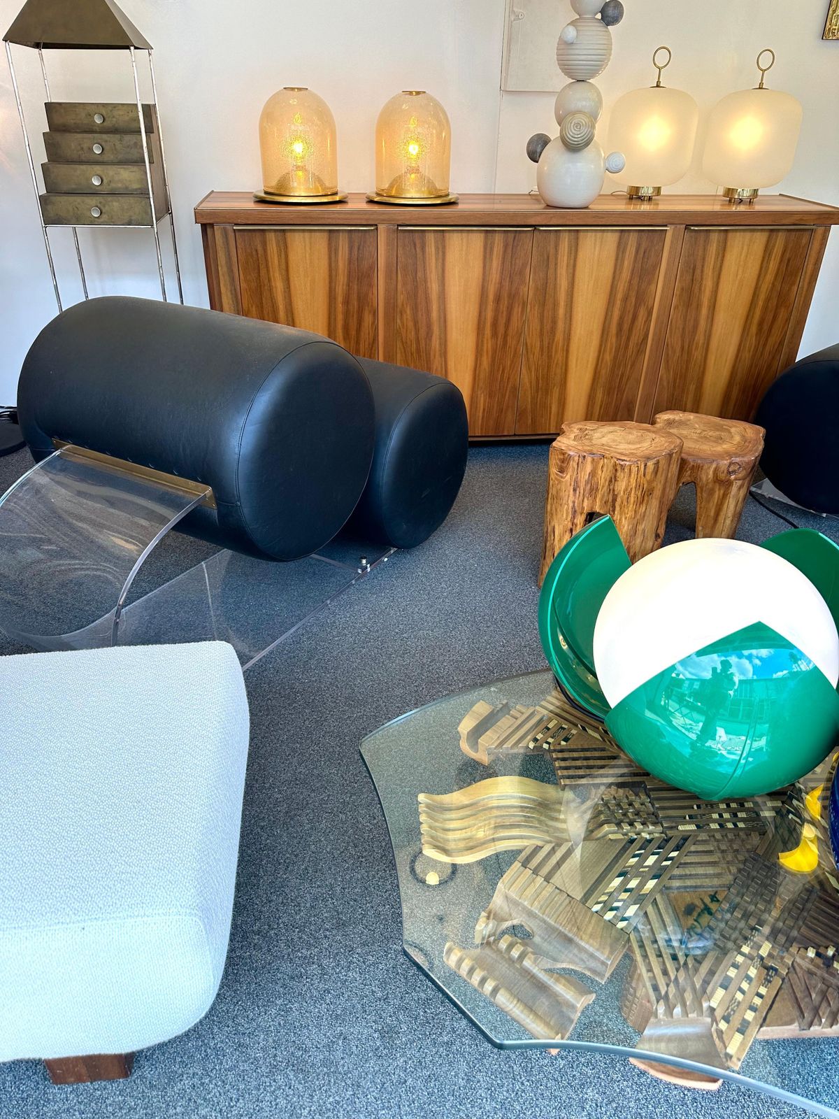 Pair Of Lamps Brass And Gold Bubble Murano Glass By F. Fabbian, Italy, 1970s photo furniture