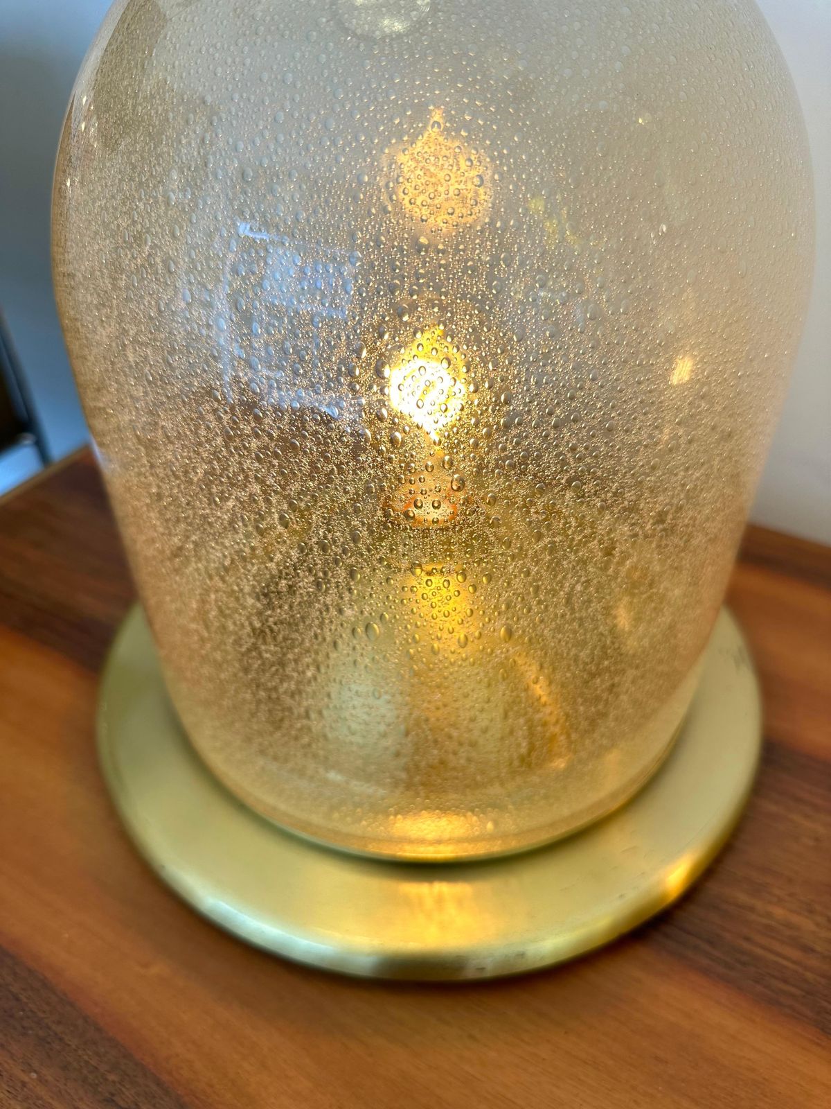 Pair Of Lamps Brass And Gold Bubble Murano Glass By F. Fabbian, Italy, 1970s photo Lighting