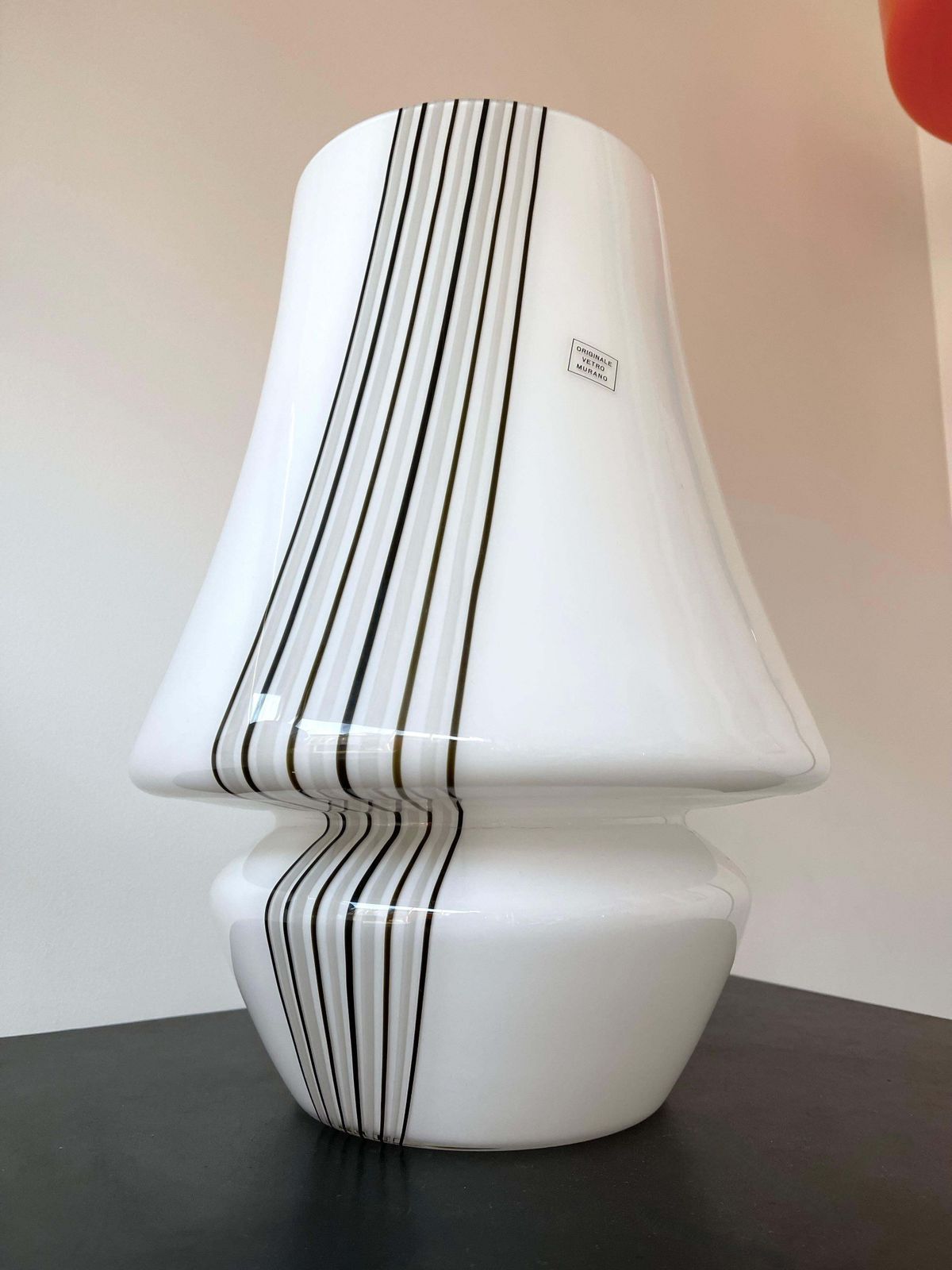 photo vinterior Pair Of Large Stripe Murano Glass Lamps, Italy, 1970s