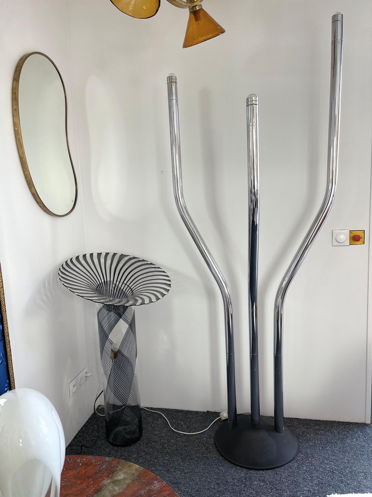 photo vinterior Tall Organ Modular Tube Metal Chrome Floor Lamp By Reggiani, Italy, 1970s