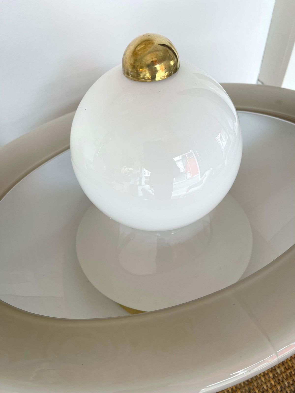 Contemporary Pair Of Brass Murano Glass Fountain Lamps, Italy photo vintage