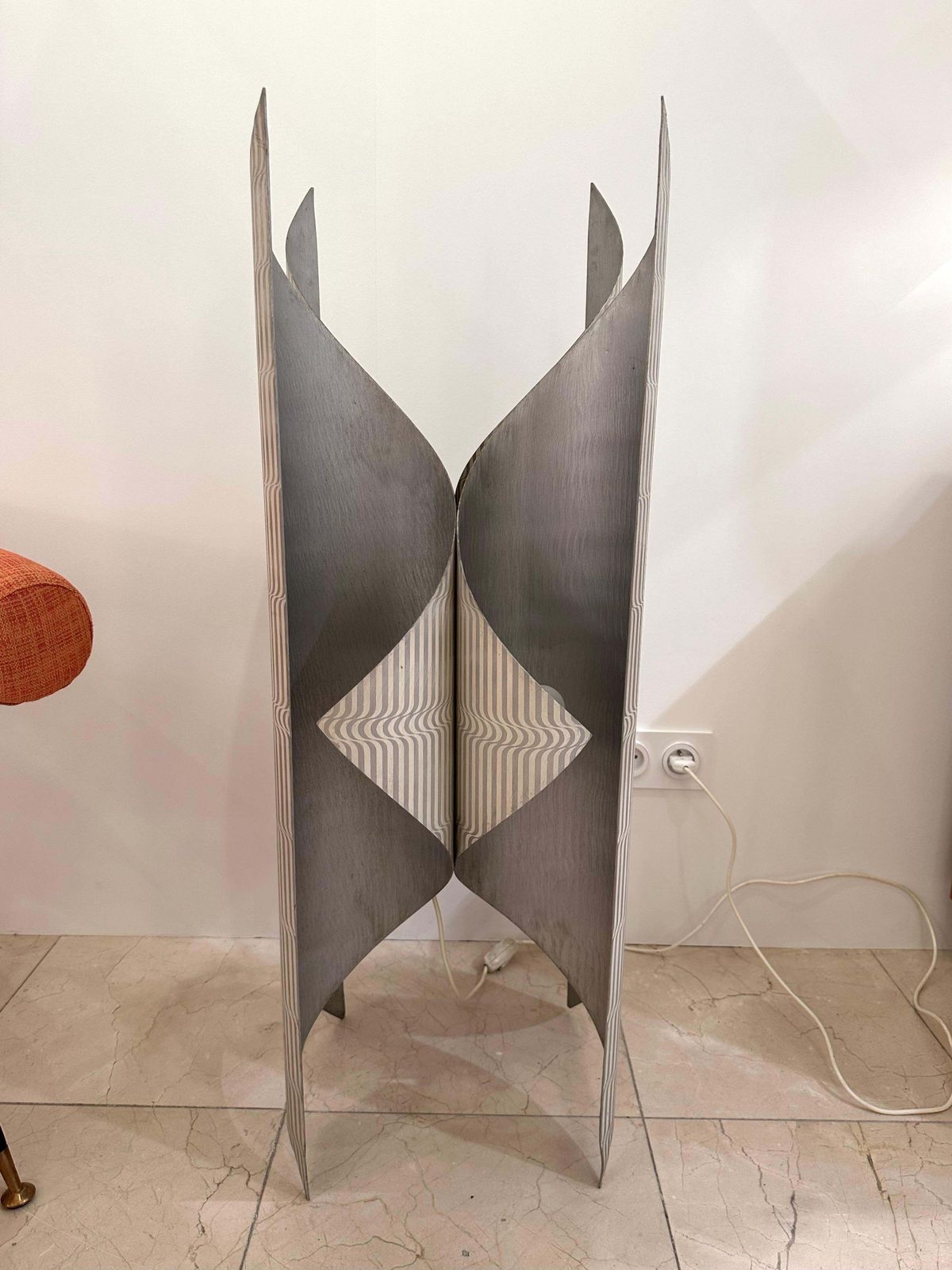 Mid Century Modern Metal Sculpture Floor Lamp By Burchiellaro, Italy, 1970s photo for sale