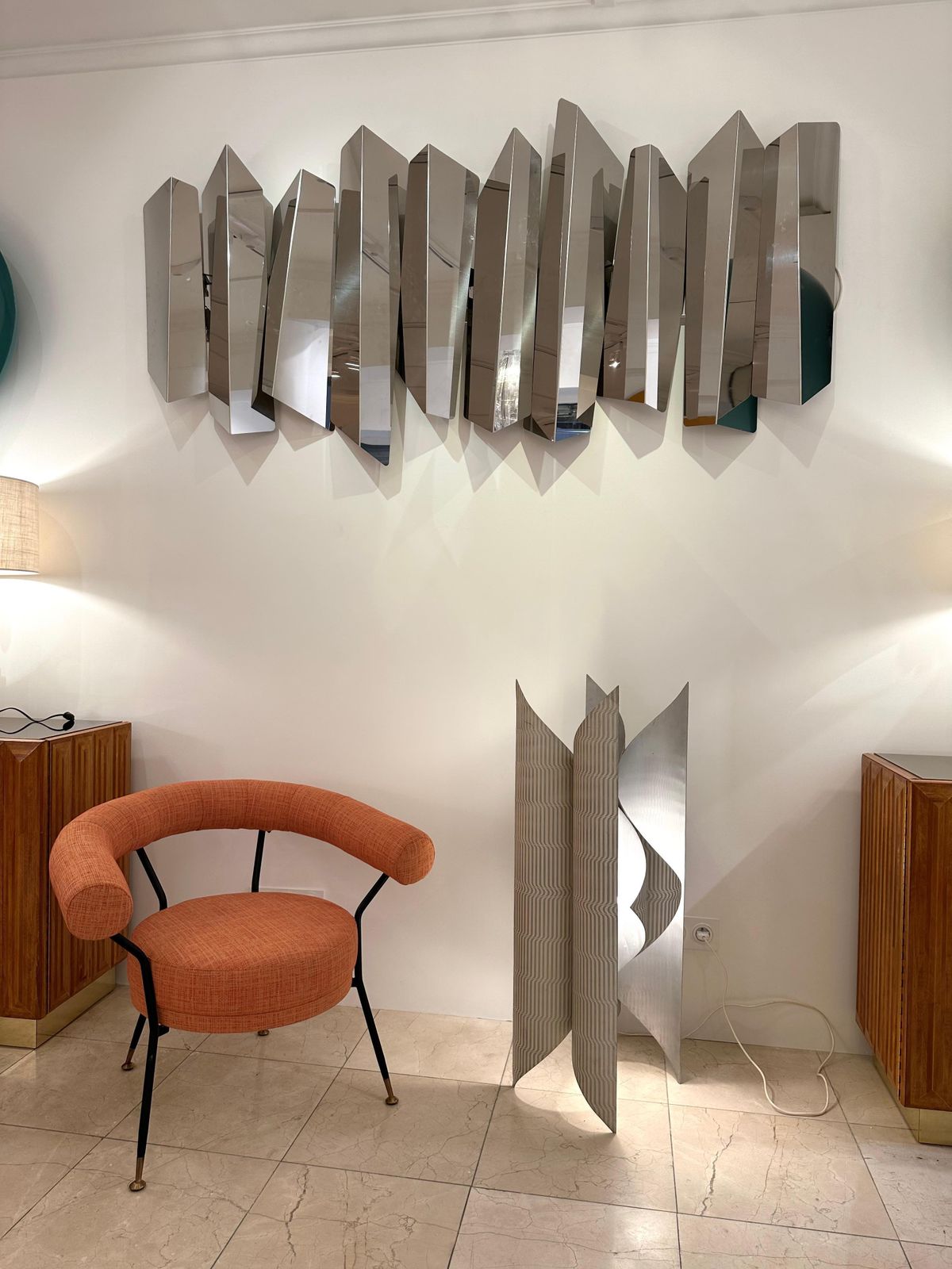 photo for sale Mid Century Modern Metal Sculpture Floor Lamp By Burchiellaro, Italy, 1970s