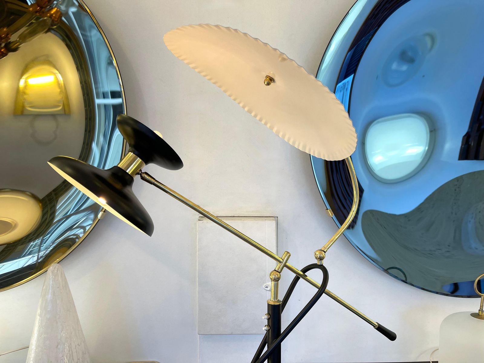 Mid Century Modern  Reading Floor Lamp Brass Lacquered Metal, Italy, 1950s photo for sale