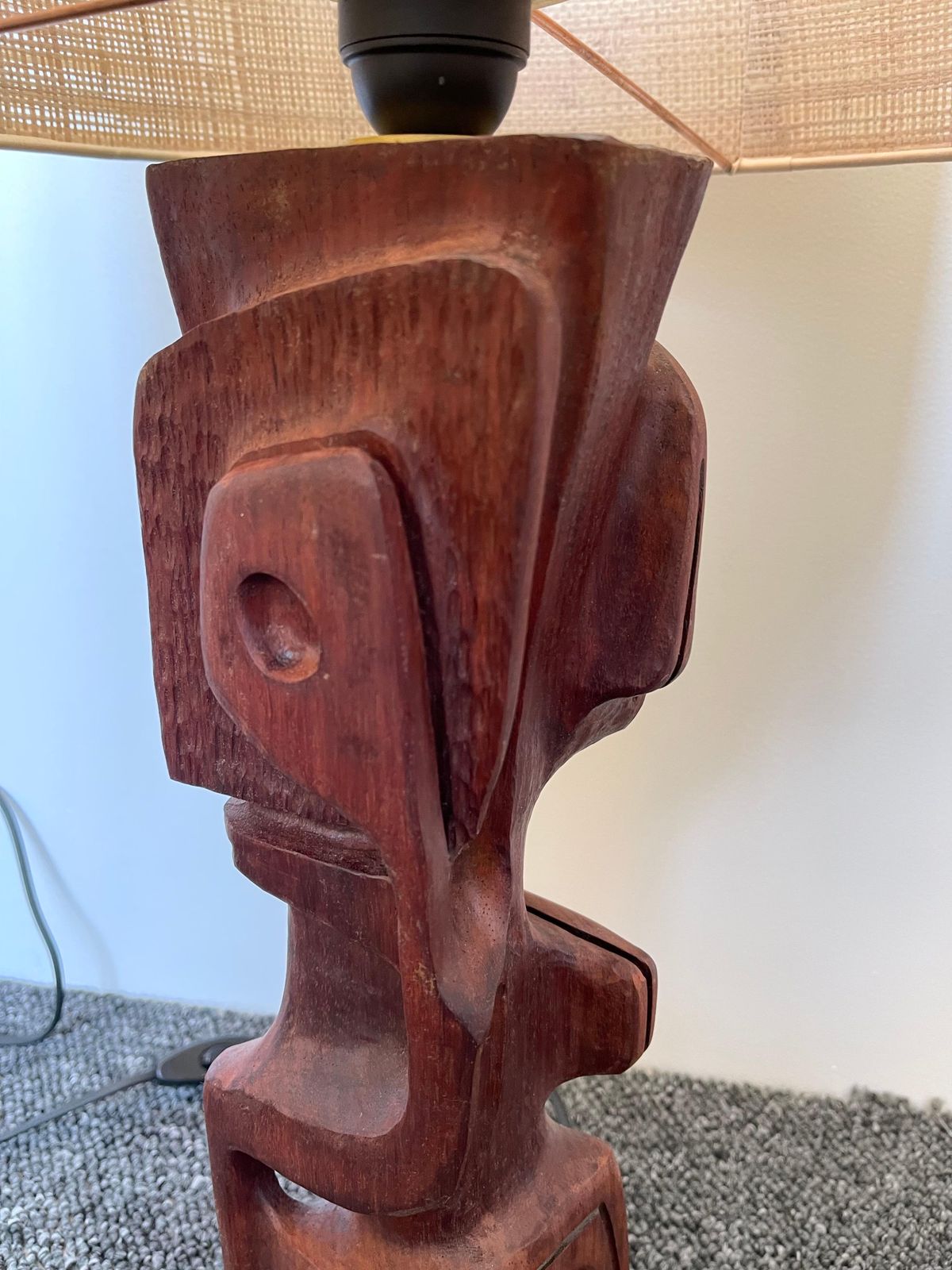 Pair Of Wood Sculpture Lamps By Gianni Pinna. Italy, 1970s photo vinterior