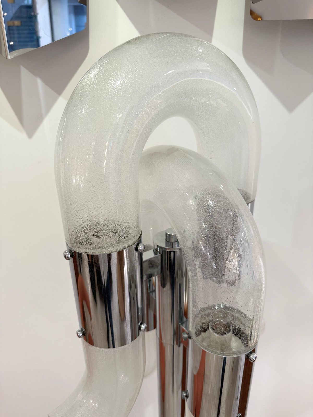Floor Lamp Metal Chrome Murano Glass By Aldo Nason For Mazzega, Italy, 1970s photo vinterior