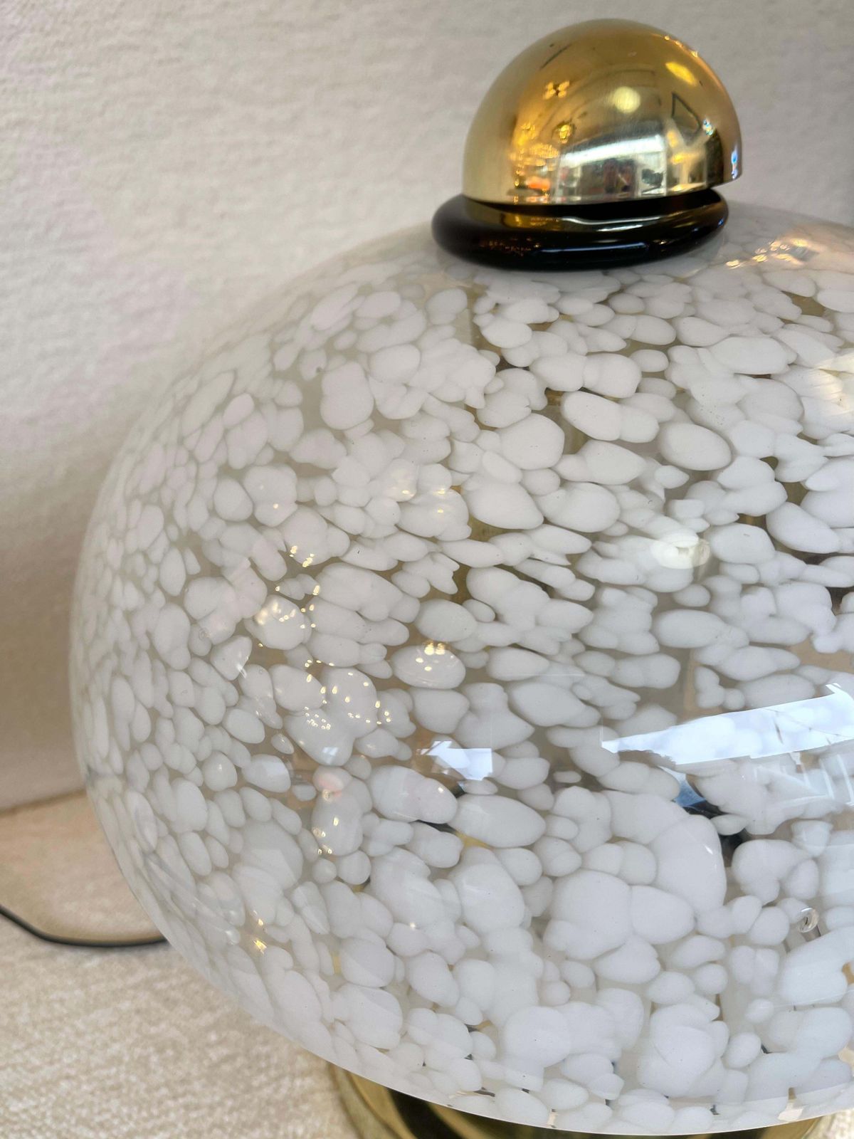 Contemporary Pair Of Murano Glass And Brass Mushroom Lamps. Italy photo vinterior