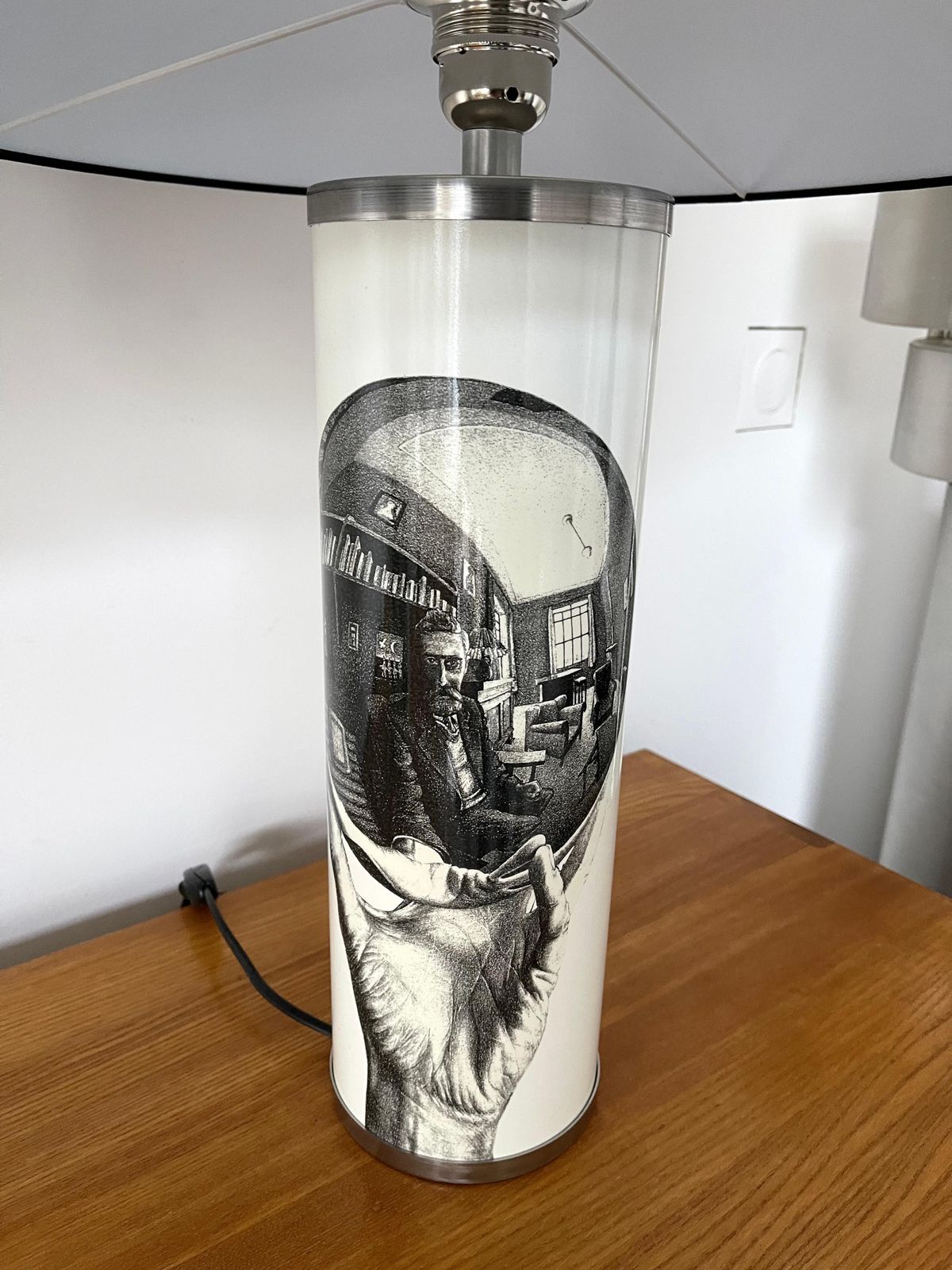Pair Of Lamps Black And White Mc Maurits Cornelis Escher. Italy, 1980s photo buy