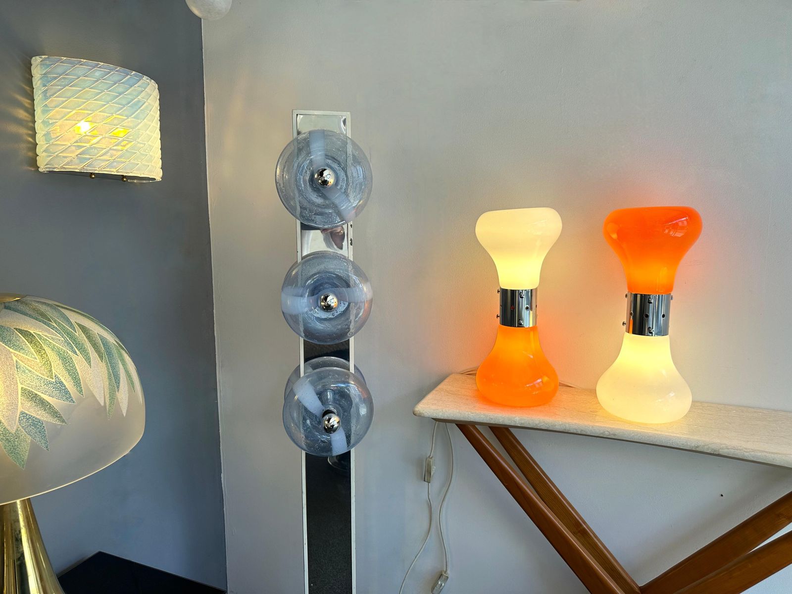 3849.0 Pair Of Murano Glass Birillo Lamps By Carlo Nason For Mazzega, Italy, 1970s photo