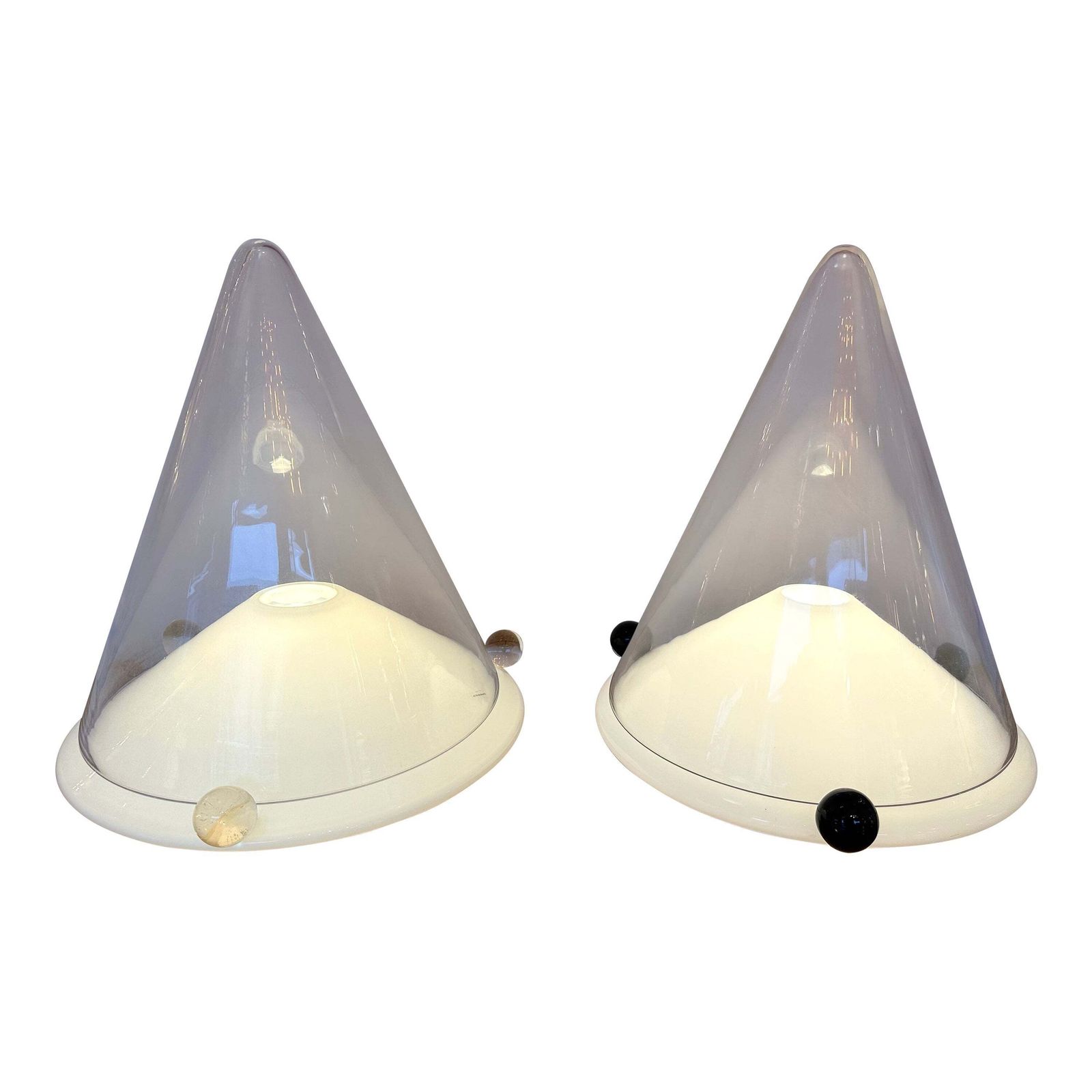 Pair Of Lamps Murano Glass By Leucos, Italy, 1980s