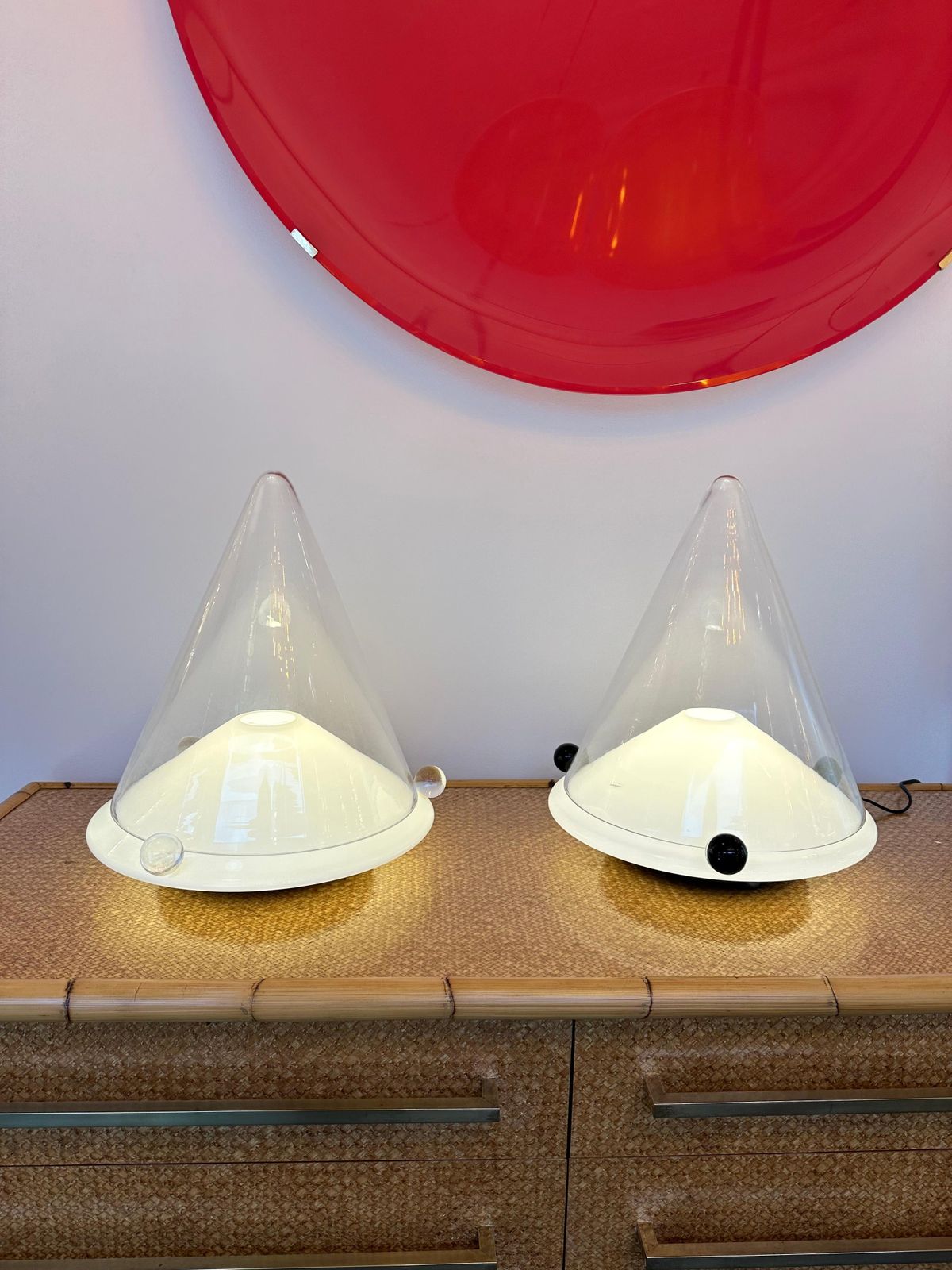 Pair Of Lamps Murano Glass By Leucos, Italy, 1980s photo vinterior