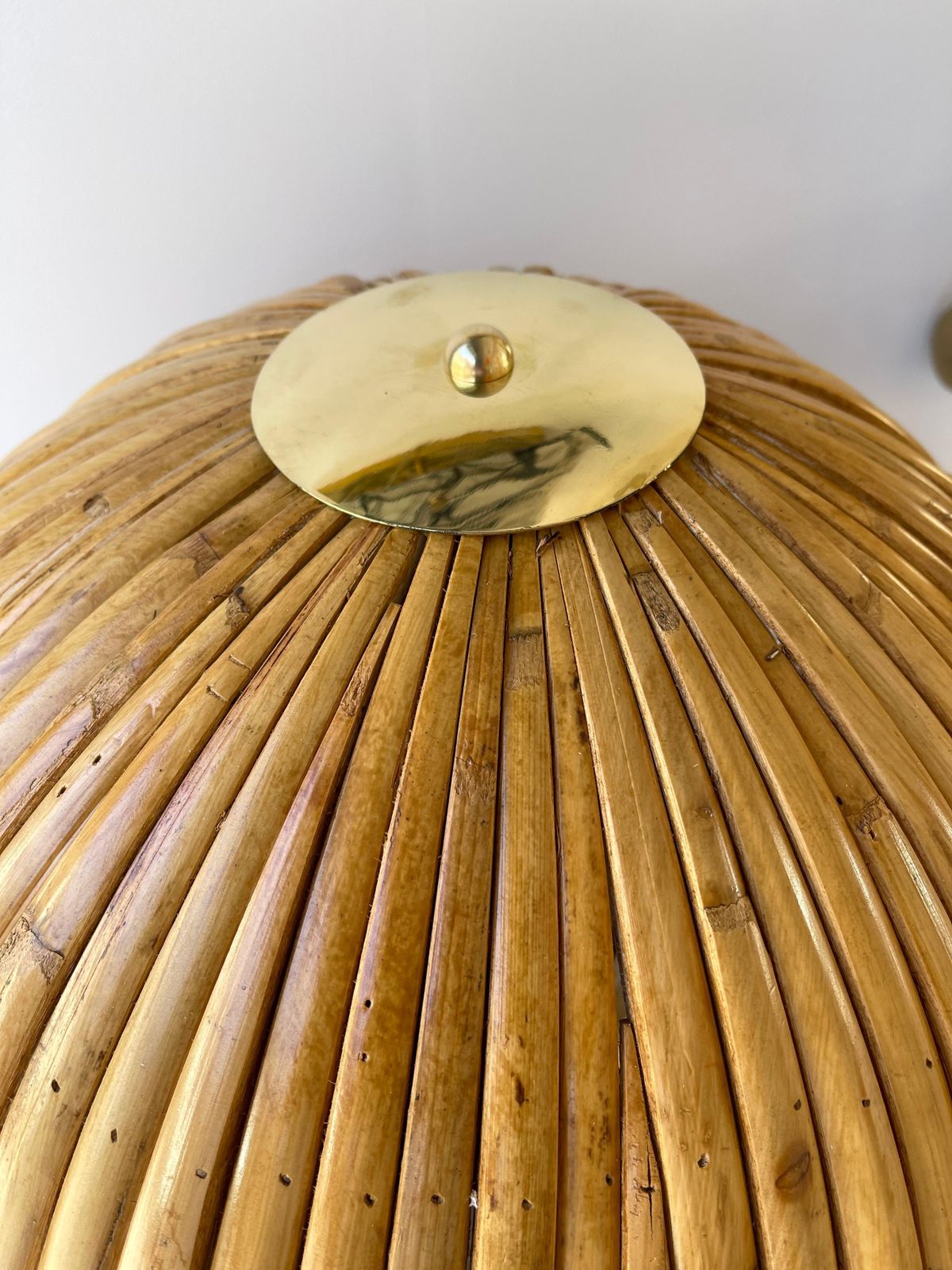 Pair Of Rattan And Brass Cactus Lamps, Italy photo furniture