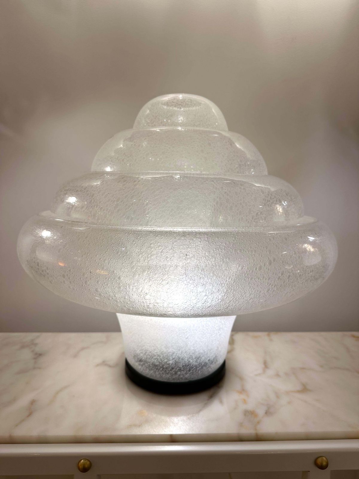 photo for sale Lotus Lamp Lt305 Murano Glass And Metal By Carlo Nason For Mazzega, Italy, 1970s