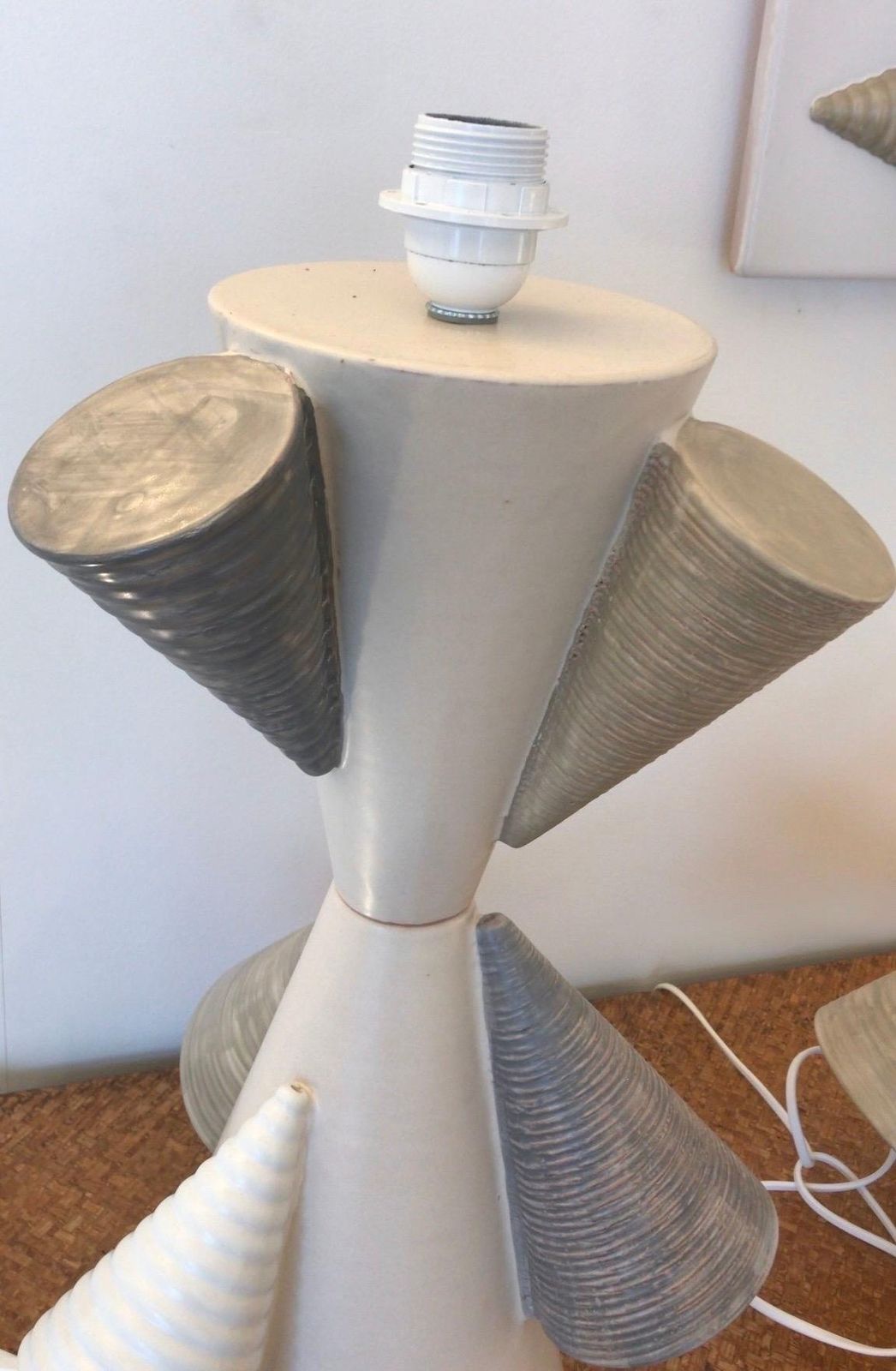 5559.0 Contemporary Pair Of Ceramic Cone Lamps By Antonio Cagianelli, Italy photo