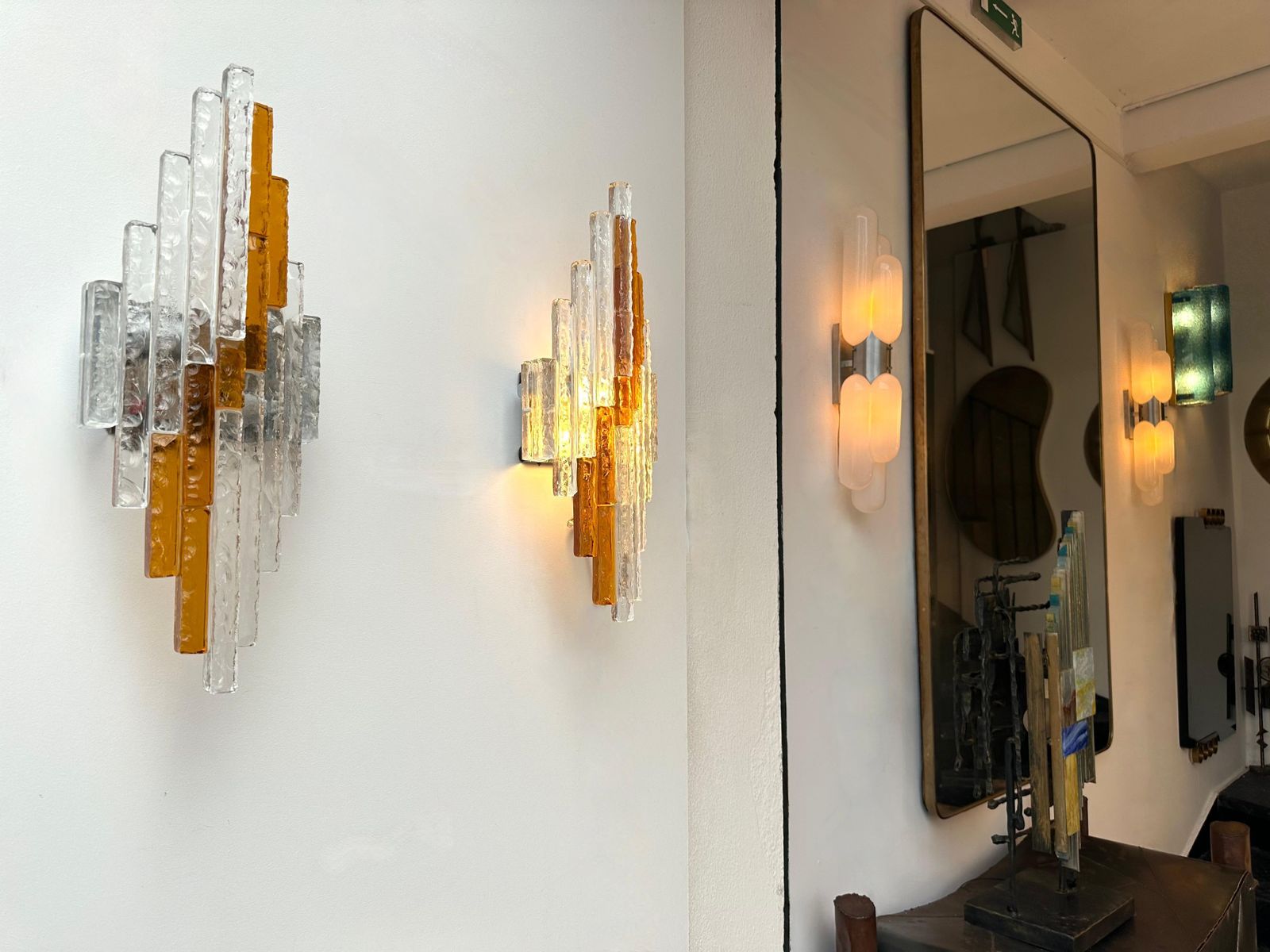 Hammered Glass Metal Sconce By Poliarte, Italy, 1970s photo Lighting