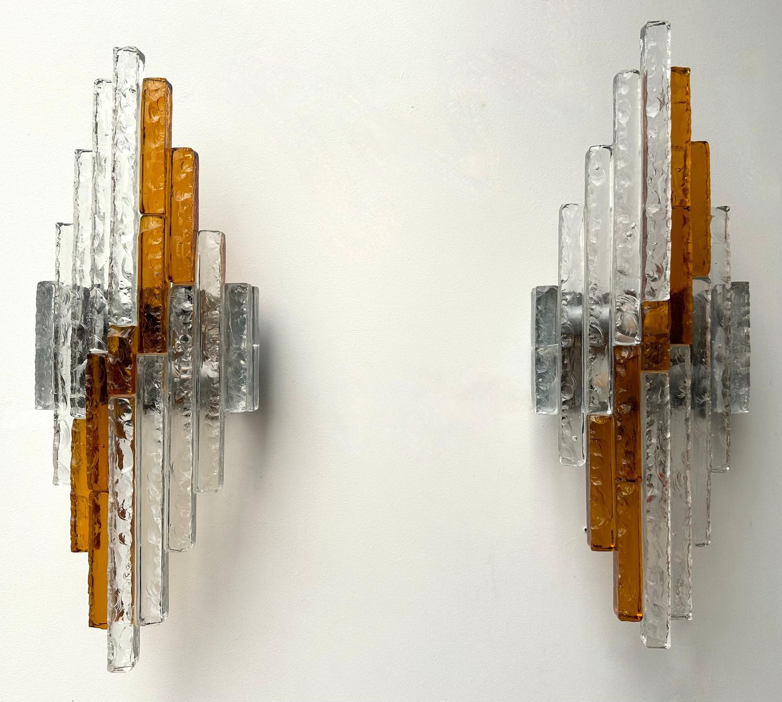 photo furniture Hammered Glass Metal Sconce By Poliarte, Italy, 1970s