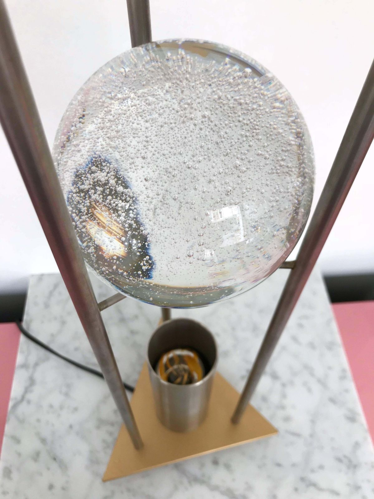 Pair Of Lamps Glass Ball Sculpture By Rw Manufaktur, Germany, 1980s photo Lighting