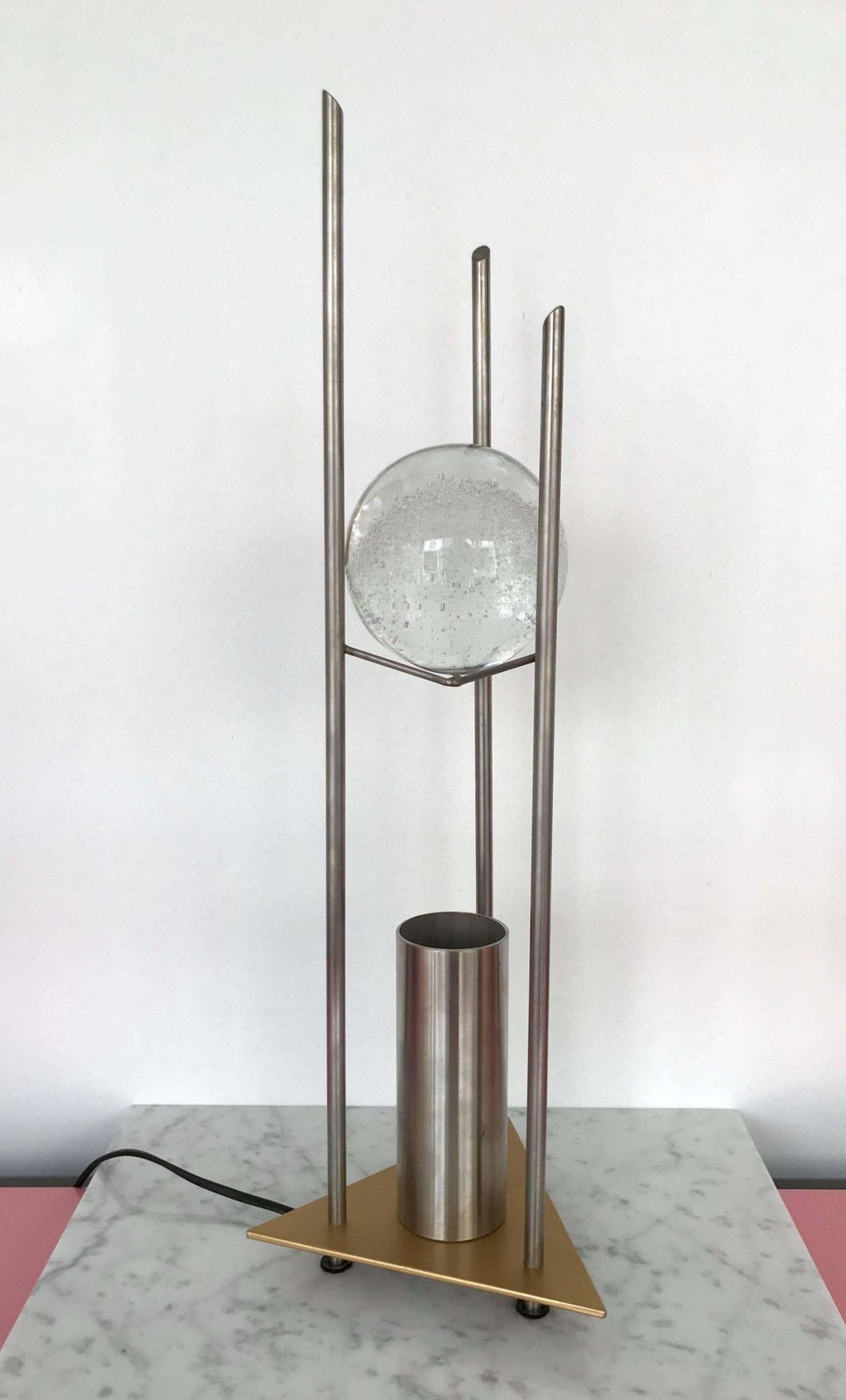 Pair Of Lamps Glass Ball Sculpture By Rw Manufaktur, Germany, 1980s photo vinterior