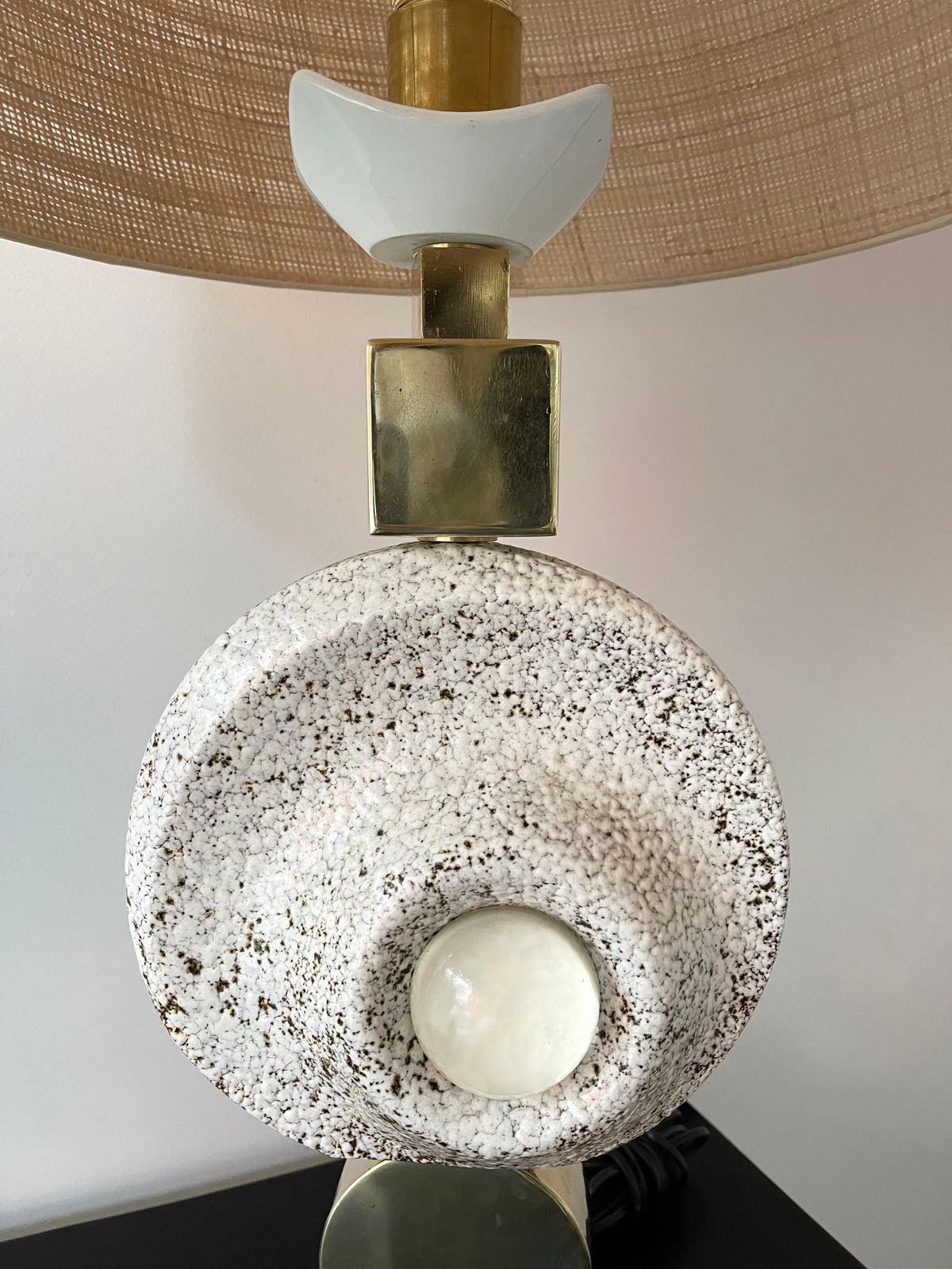 Contemporary Brass Ceramic Murano Glass Eye Sculpture Lamp, Italy photo for sale