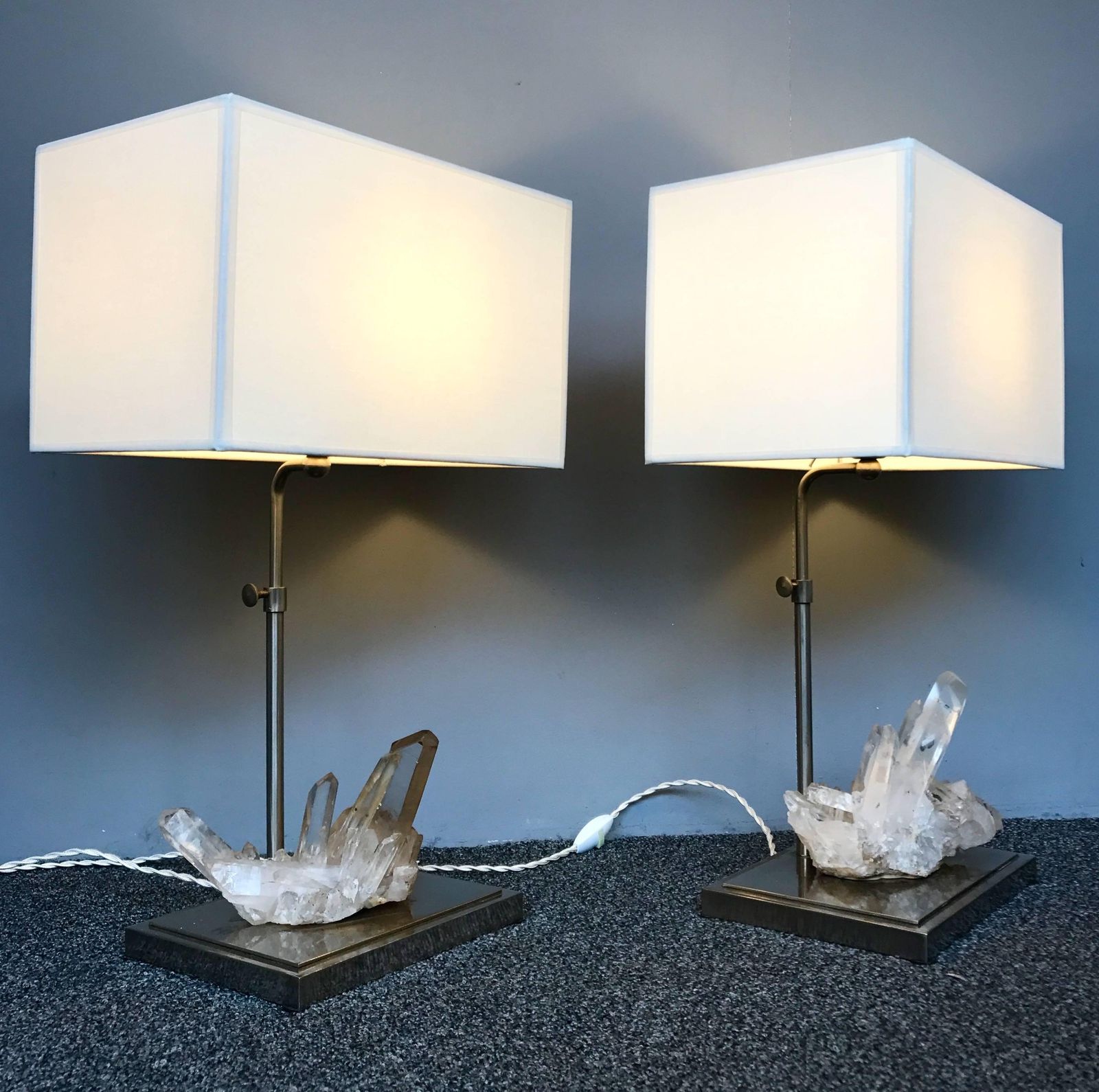 Pair Of Rock Crystal Quartz Lamps, France, 1970s photo furniture