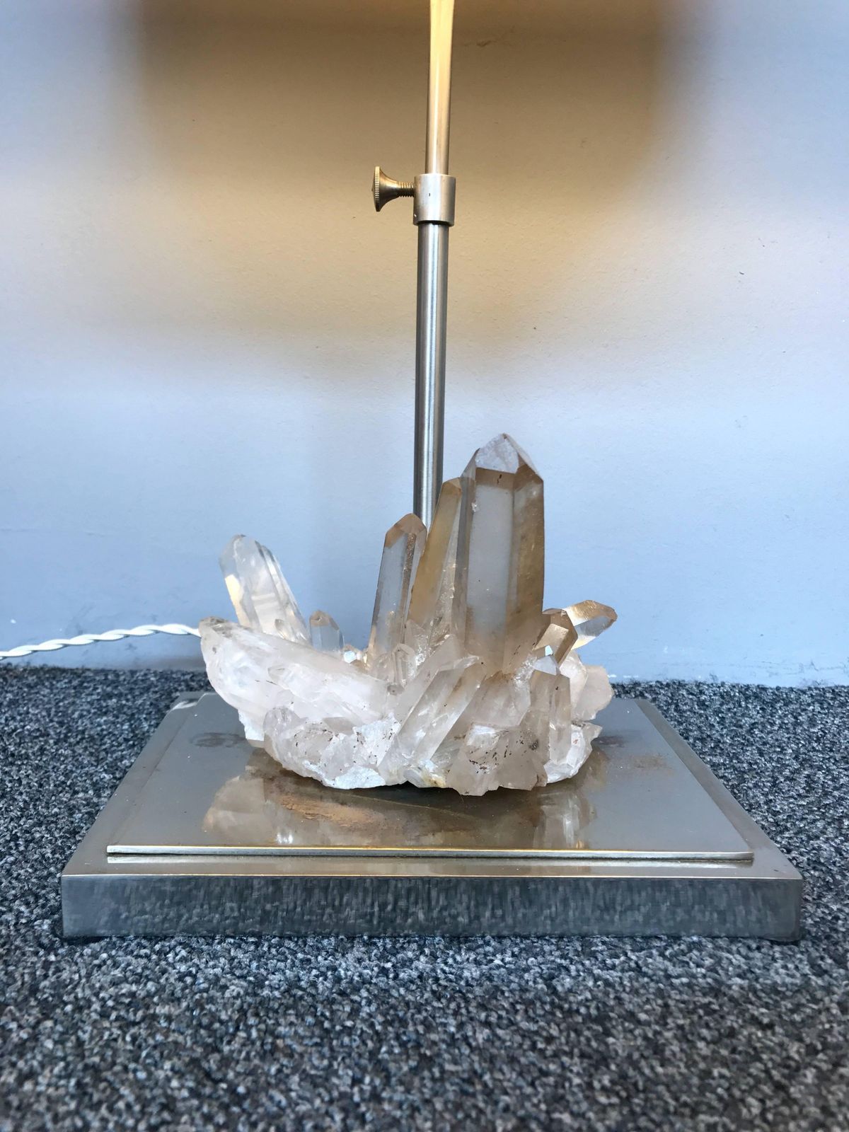 Pair Of Rock Crystal Quartz Lamps, France, 1970s photo vintage