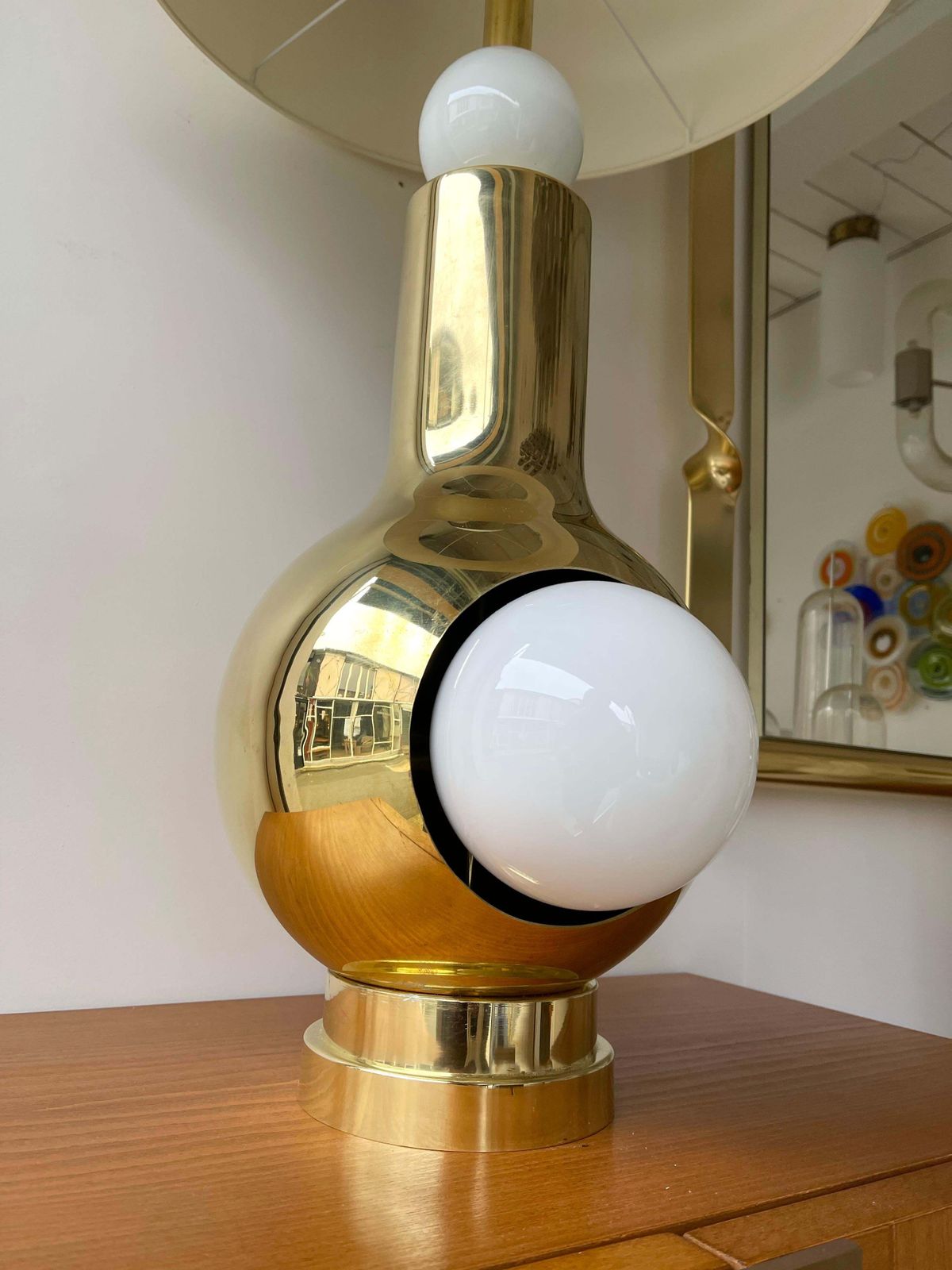 Contemporary Brass Pair Of Eyes Ball Lamps, Italy photo vinterior