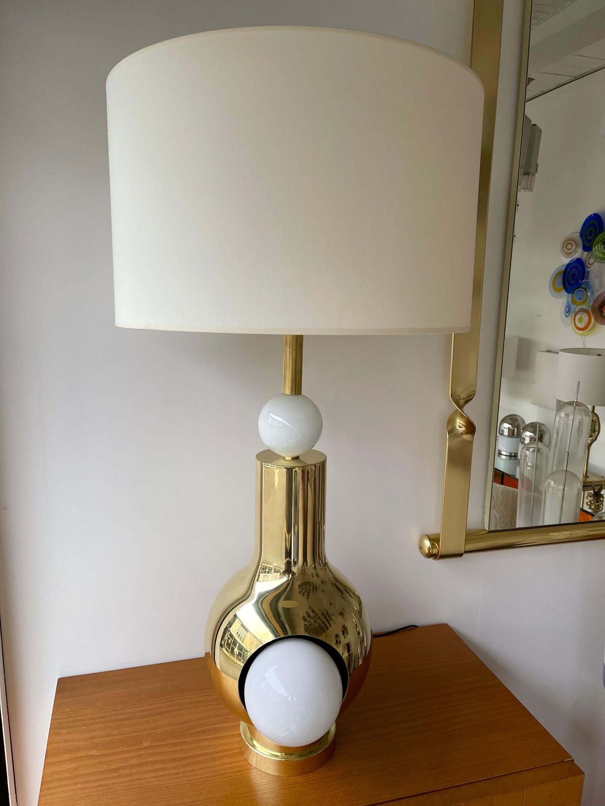photo furniture Contemporary Brass Pair Of Eyes Ball Lamps, Italy