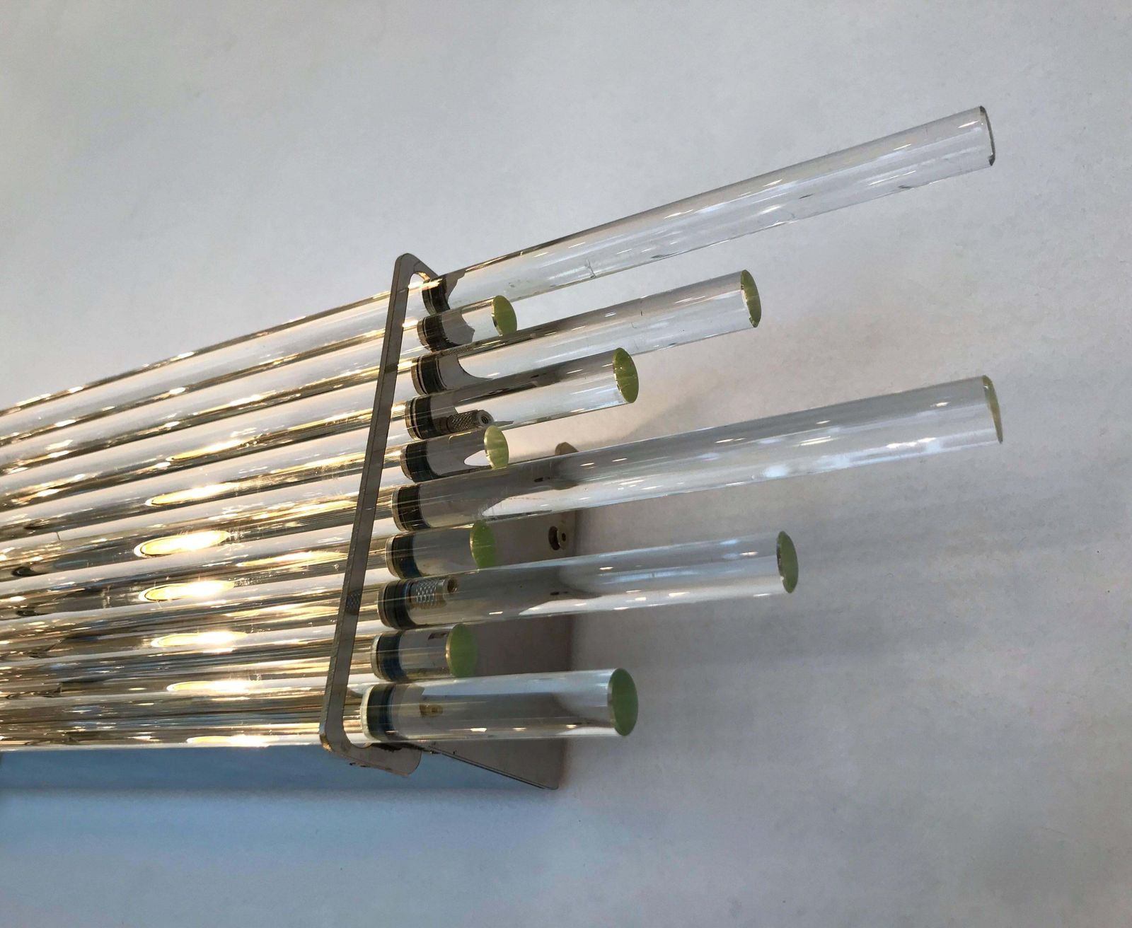 Pair Of Sconces Glass Rods And Chrome By Vistosi Murano, Italy, 1990s photo vintage