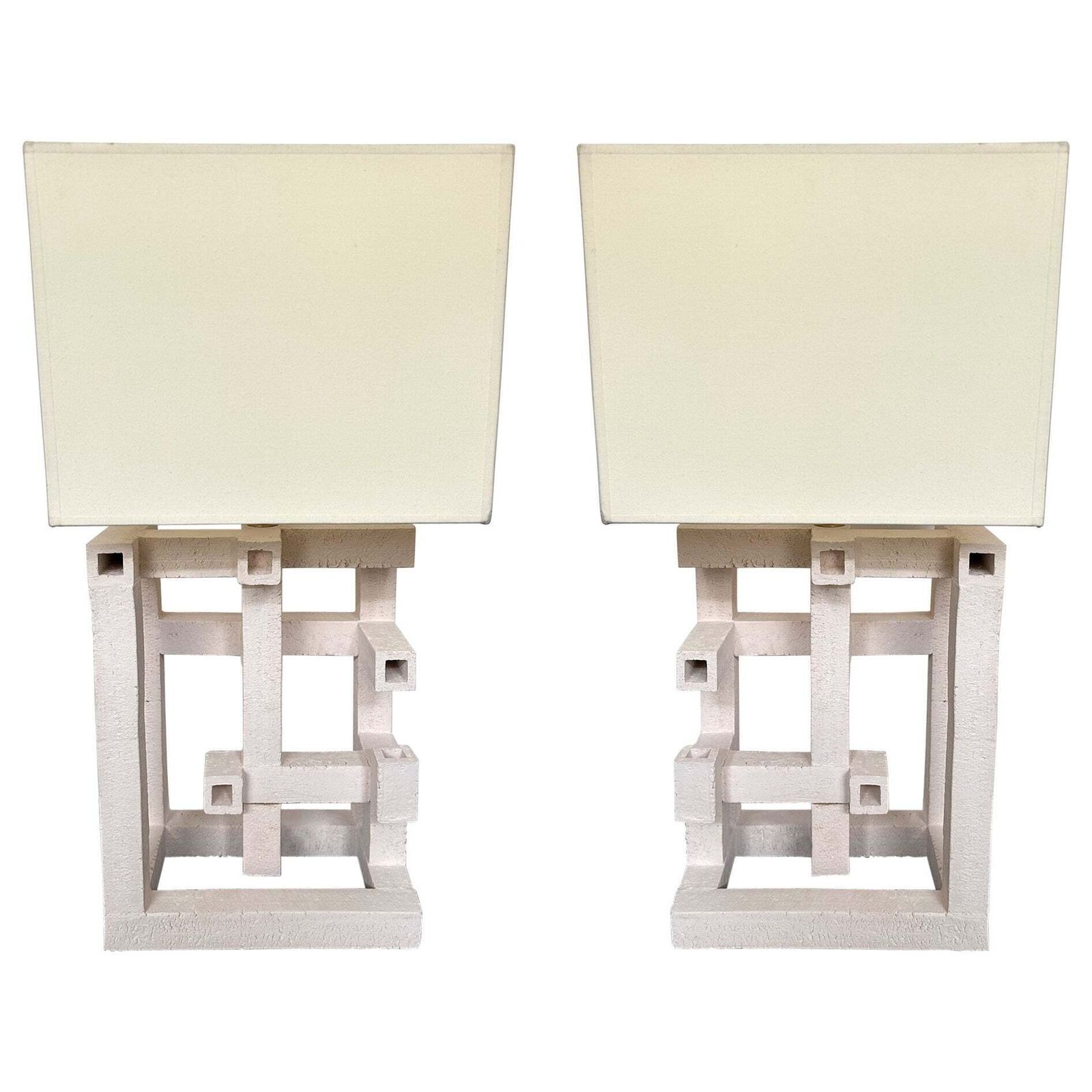 Contemporary Pair Of Labyrinth Ceramic Lamps By Roberto Renzi. Italy