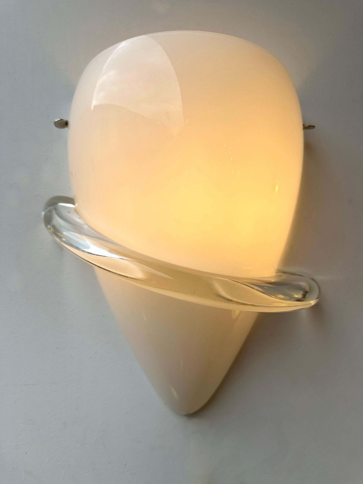 Pair Of Sconces Swan Murano Glass By Tina Aufiero For Venini, Italy, 1990s photo 3079.0
