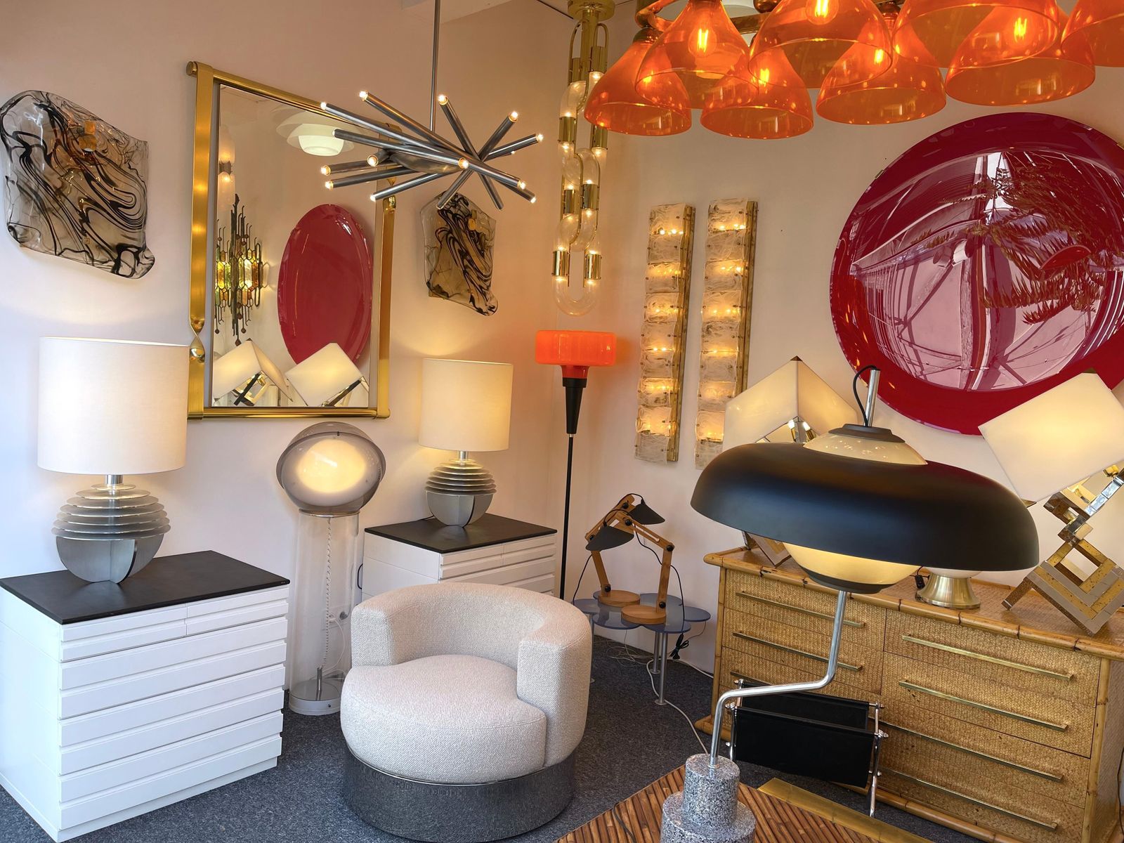 5131.0 Pair Of Metal Saturn Lamps By Banci, Italy, 1970s photo