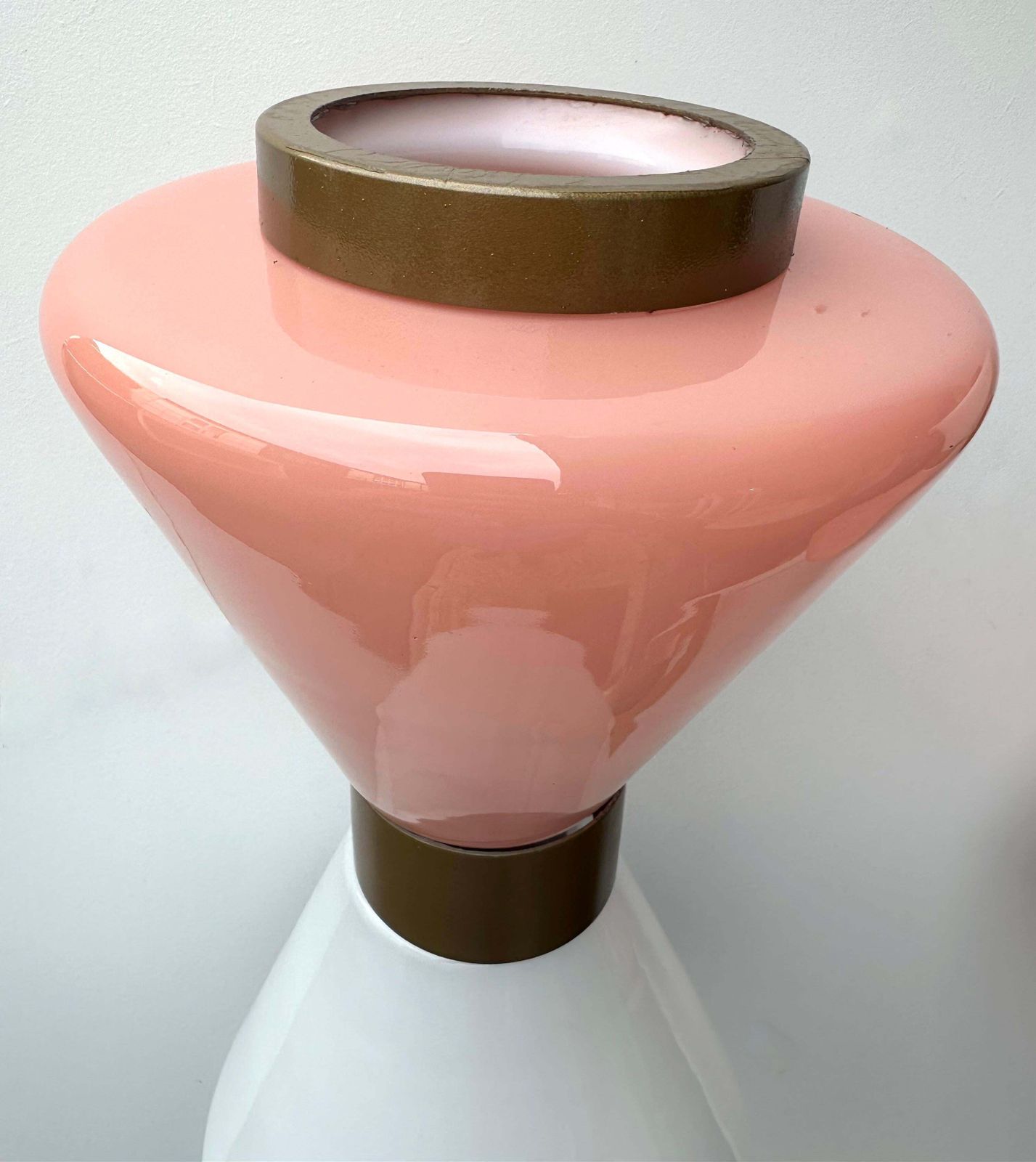 Pair Of Diabolo Sconces Pink And White Murano Glass. Italy photo furniture
