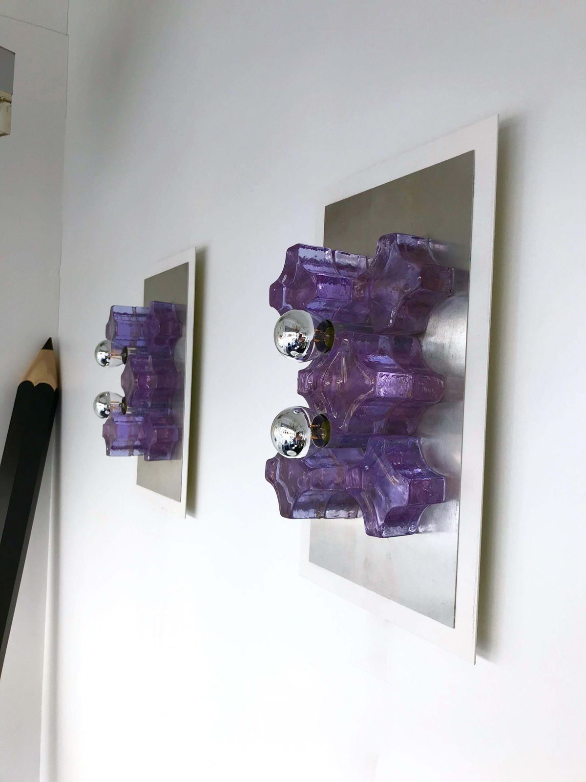 Pair Of Sconces Pressed Glass By Biancardi And Jordan Arte, Italy, 1970 photo 2993.0