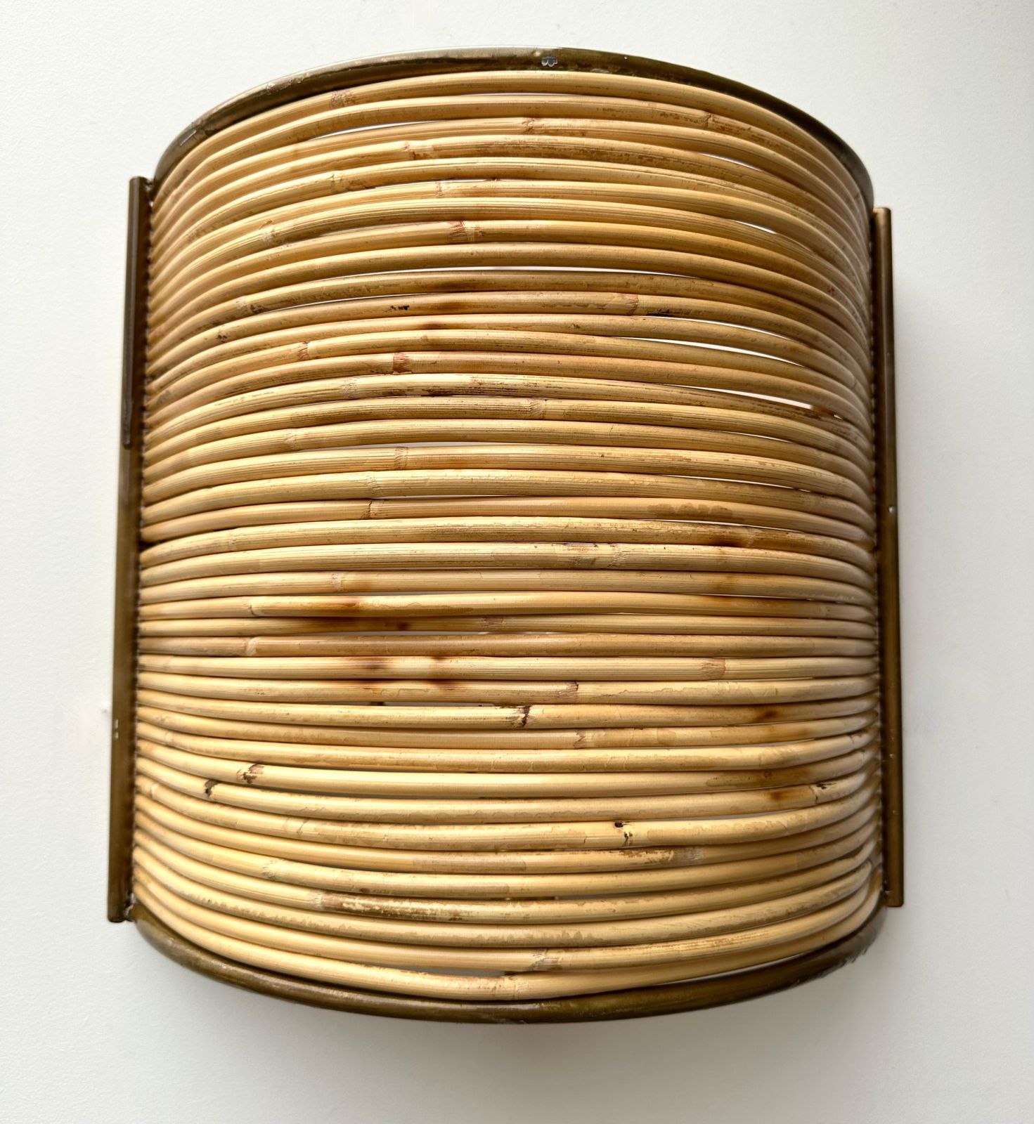 photo furniture Pair Of Rattan And Gilt Metal Sconces. Italy, 2000s