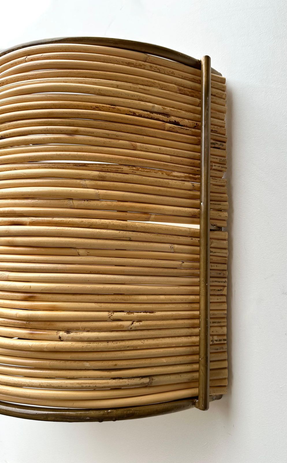 Lighting Pair Of Rattan And Gilt Metal Sconces. Italy, 2000s photo
