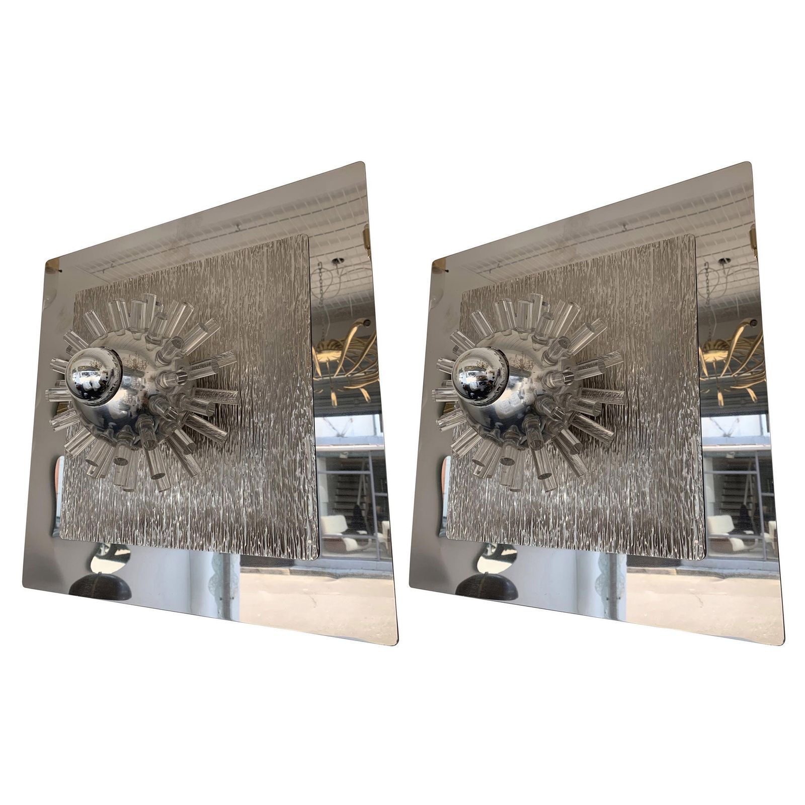 Pair Of Stainless Steel Lucite Sconces By A. Brotto For Esperia, Italy, 1970