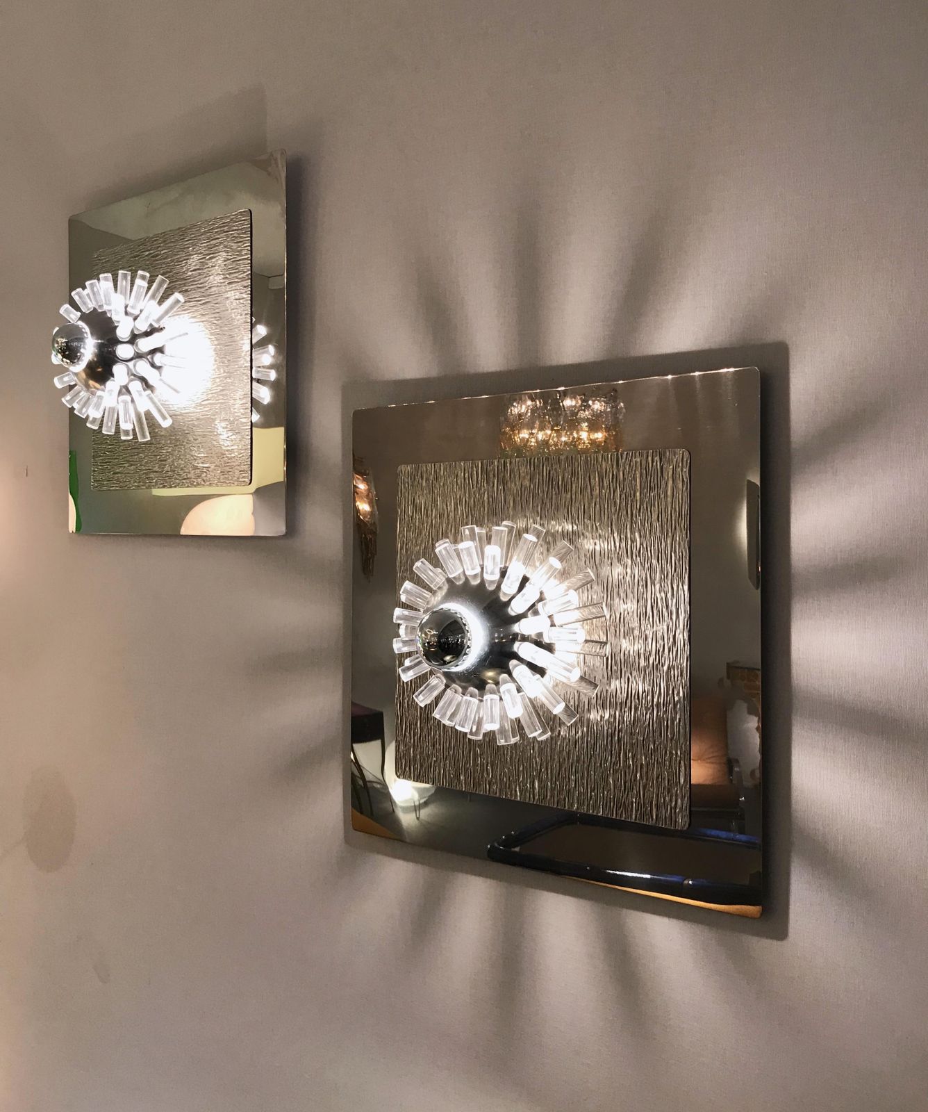 Pair Of Stainless Steel Lucite Sconces By A. Brotto For Esperia, Italy, 1970 photo furniture