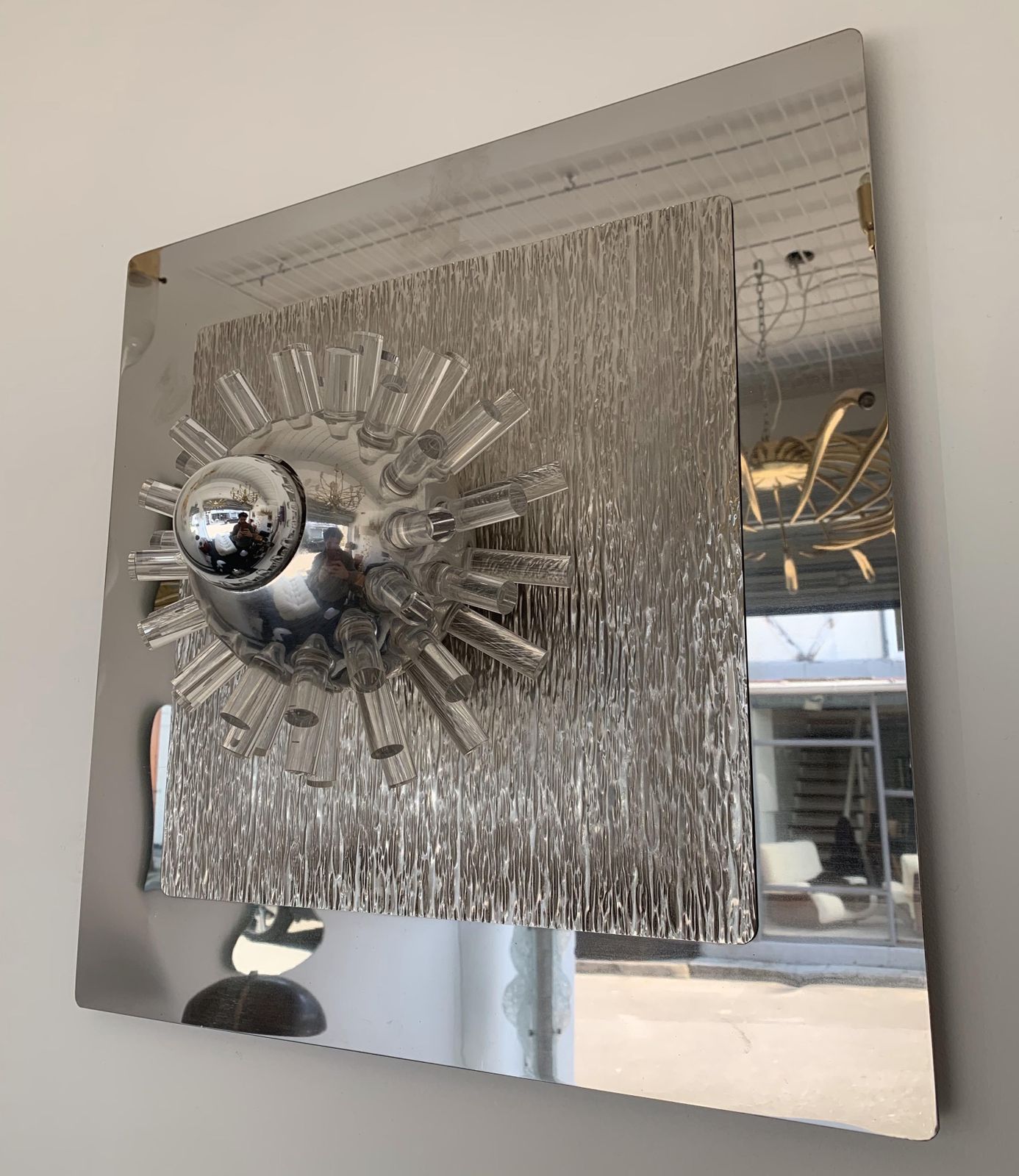 photo furniture Pair Of Stainless Steel Lucite Sconces By A. Brotto For Esperia, Italy, 1970