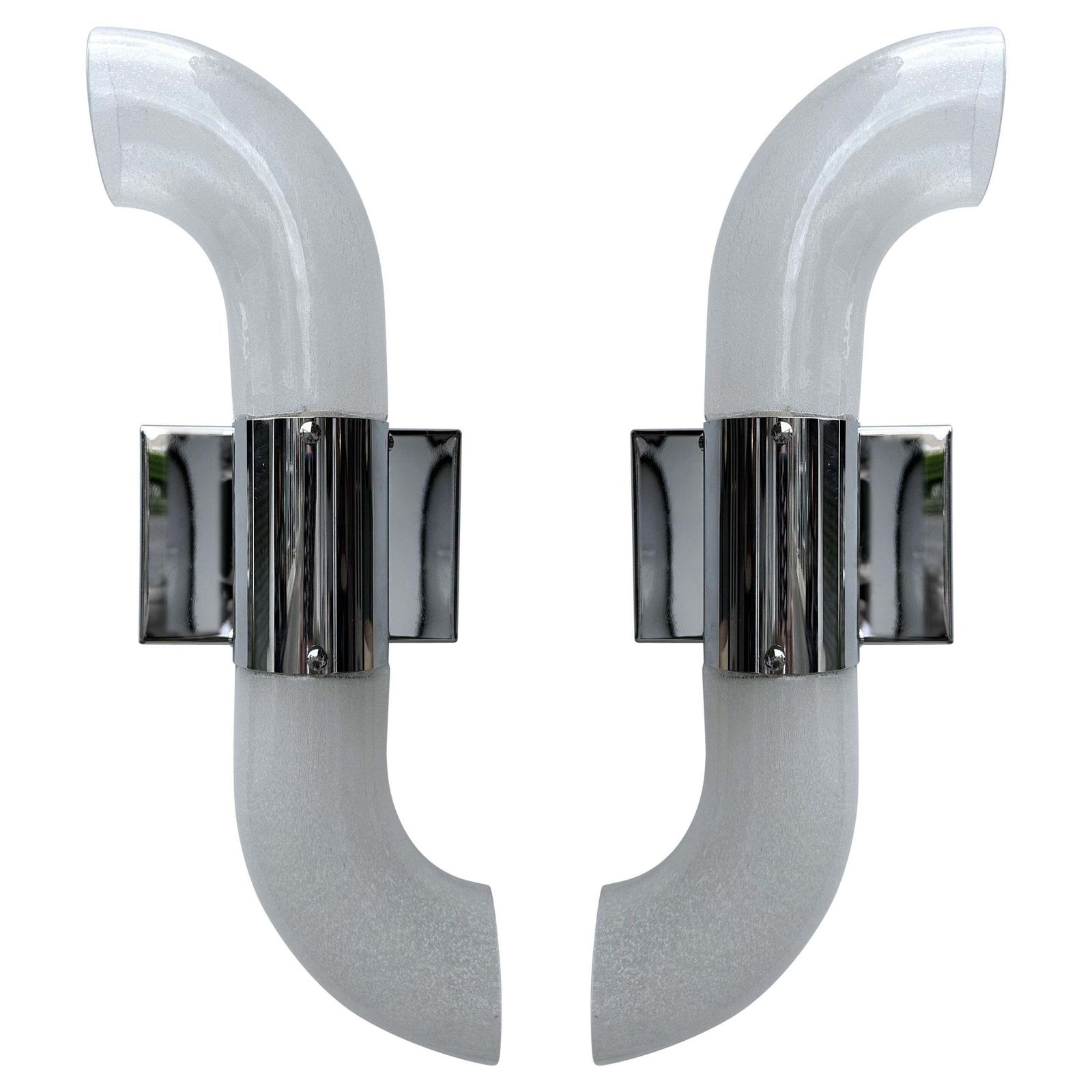 Pair Of Metal Sconces Murano Glass By Aldo Nason For Mazzega, Italy, 1970s