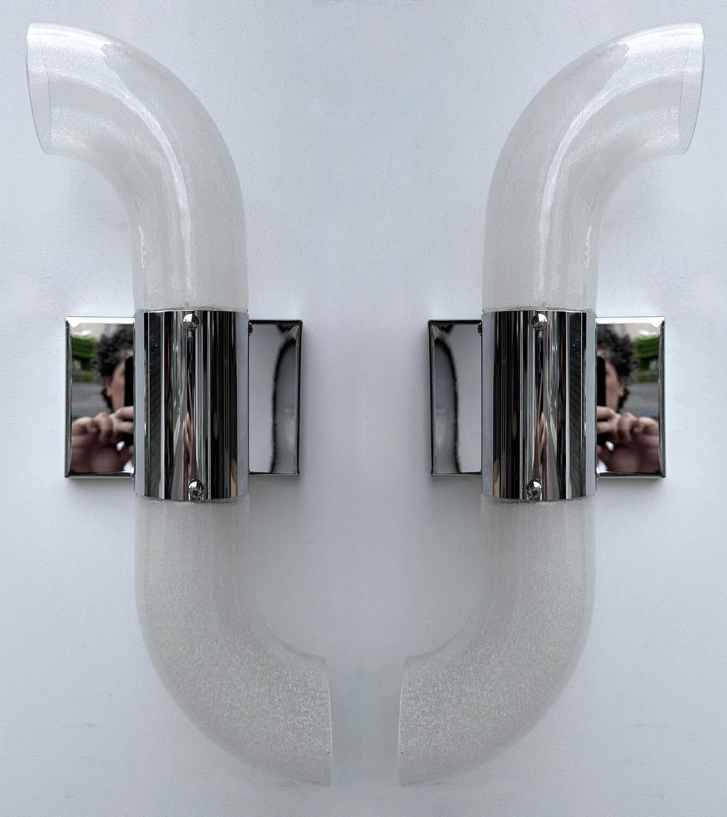 Pair Of Metal Sconces Murano Glass By Aldo Nason For Mazzega, Italy, 1970s photo 3433.0