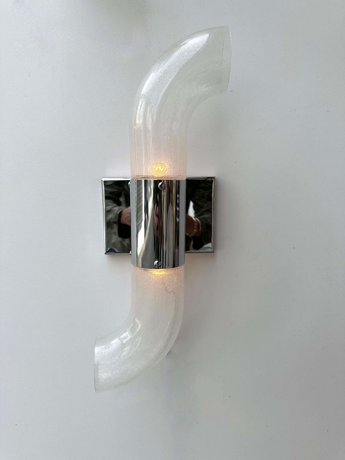 Pair Of Metal Sconces Murano Glass By Aldo Nason For Mazzega, Italy, 1970s photo vinterior