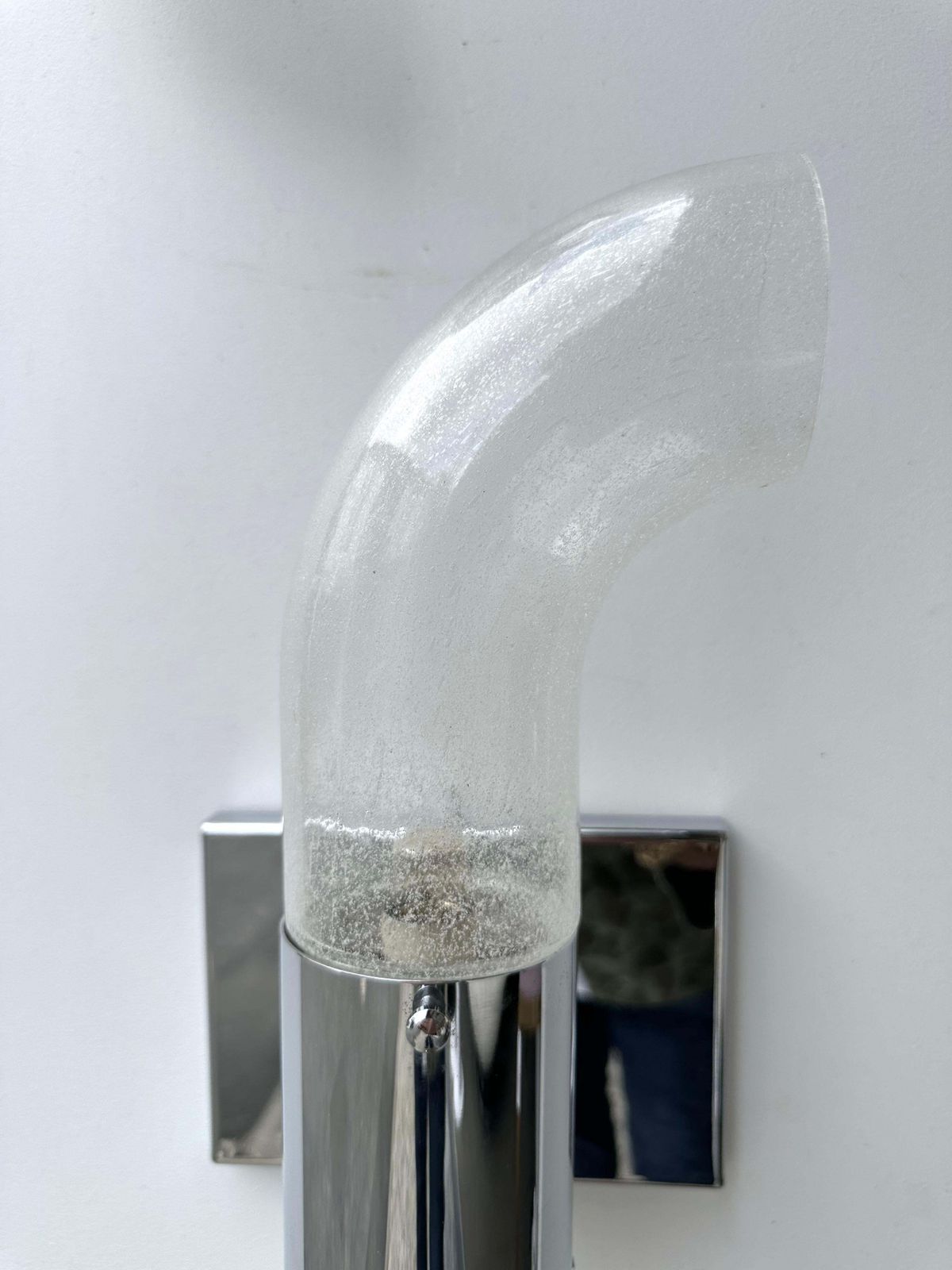 photo vinterior Pair Of Metal Sconces Murano Glass By Aldo Nason For Mazzega, Italy, 1970s