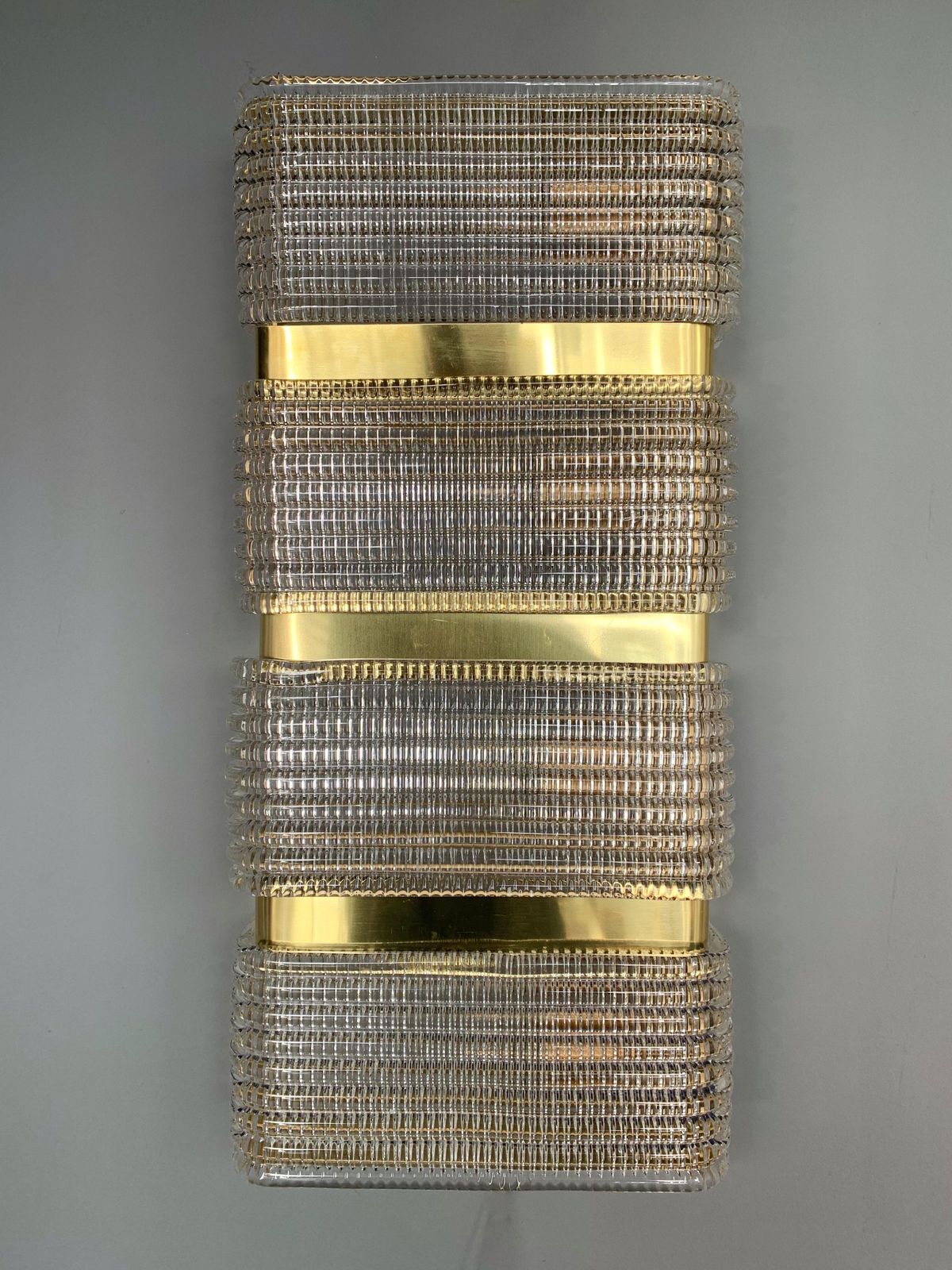 Contemporary Pair Of Brass And Murano Glass Sconces, Italy photo Lighting
